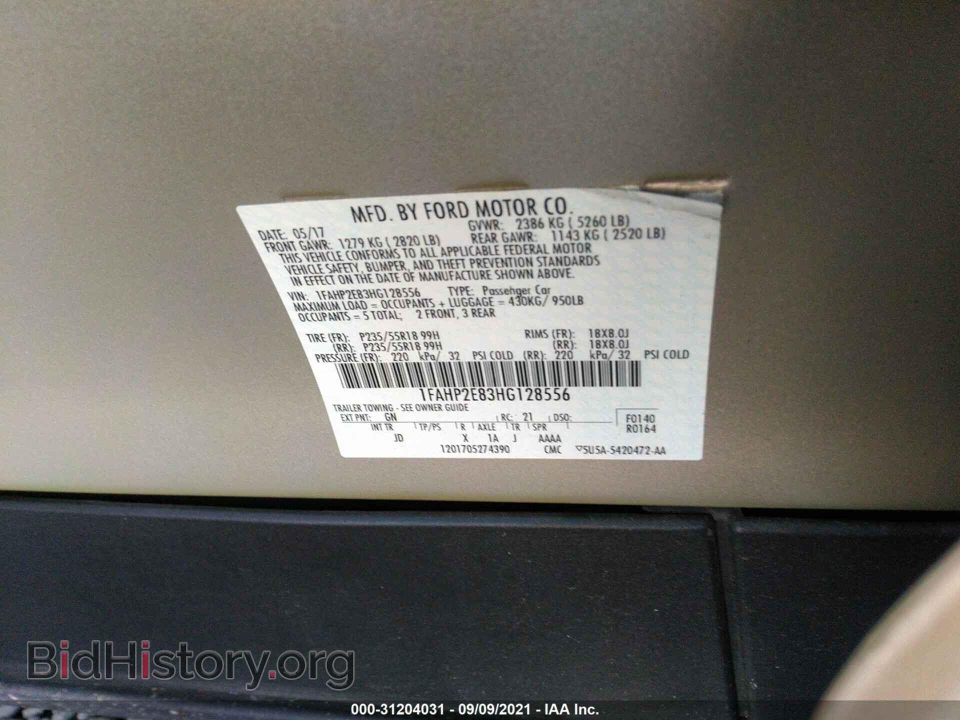 2017 FORD TAURUS - VIN: 1FAHP2E83HG128556 - Photo 9