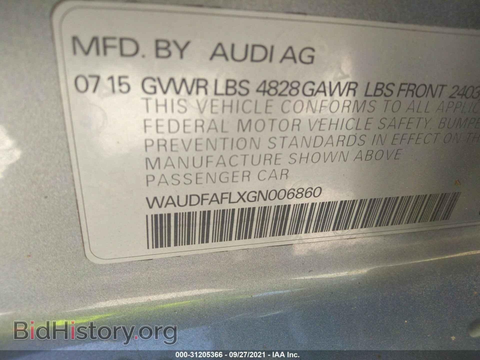 2016 AUDI A4 - VIN: WAUDFAFLXGN006860 - Фото 9