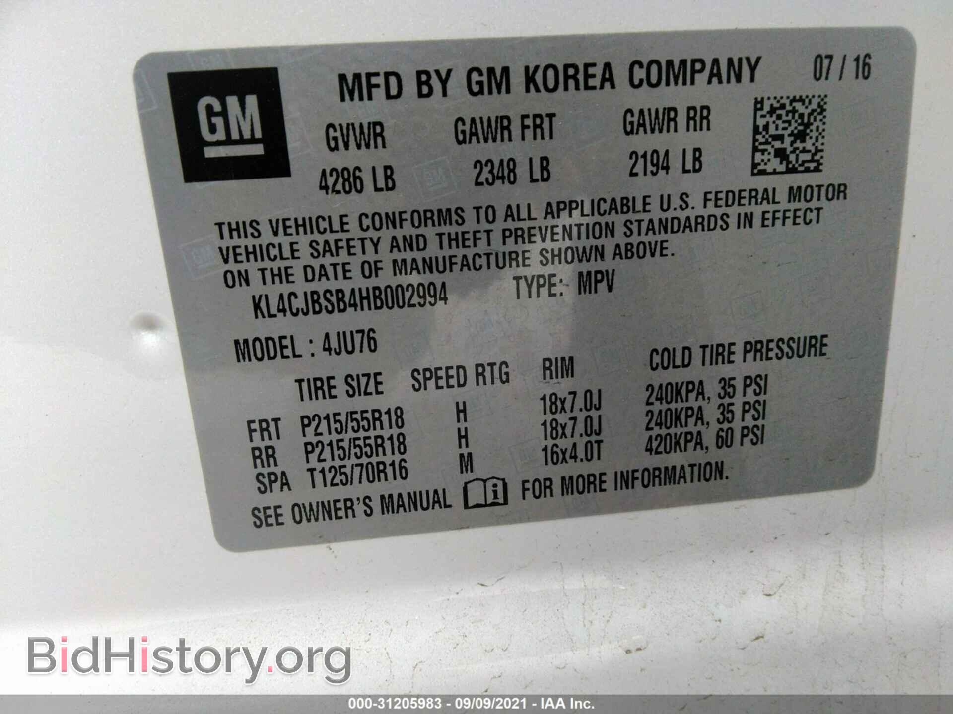 2017 BUICK ENCORE - VIN: KL4CJBSB4HB002994 - Photo 9