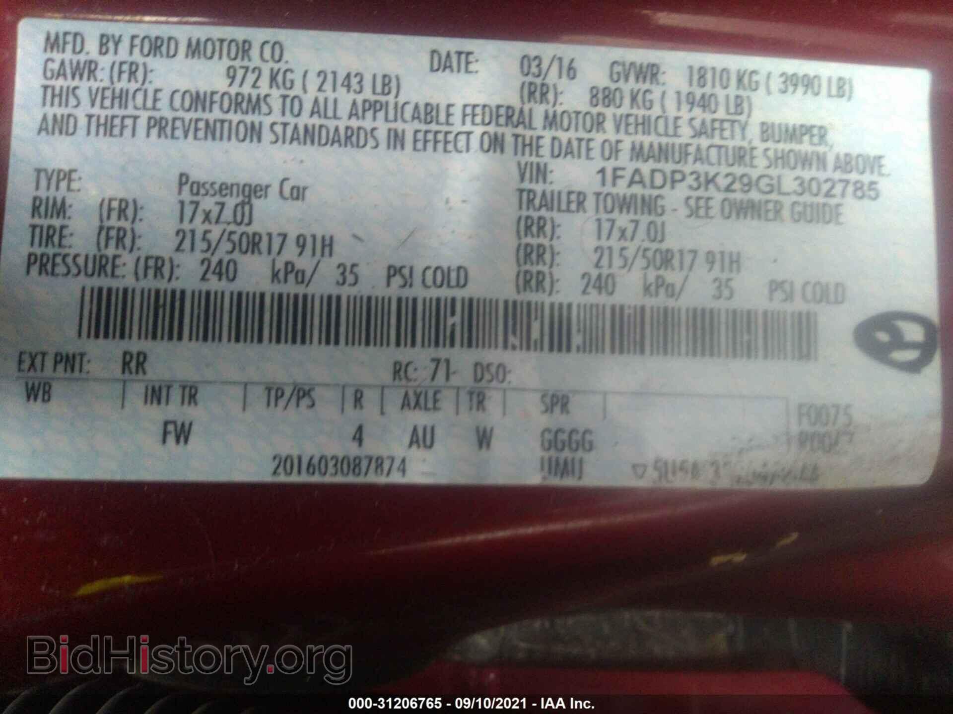 2016 FORD FOCUS - VIN: 1FADP3K29GL302785 - Photo 9
