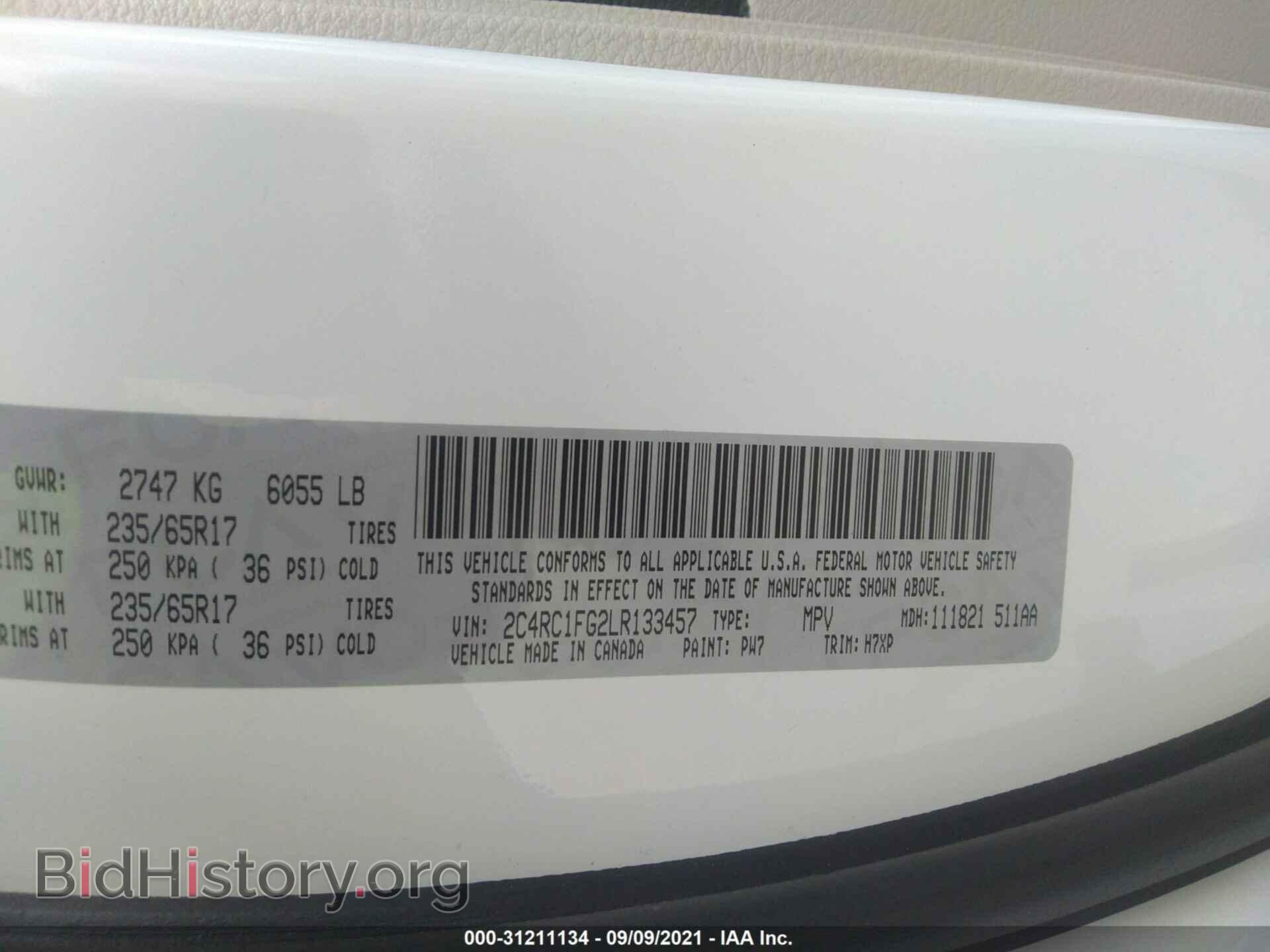 2020 CHRYSLER PACIFICA - VIN: 2C4RC1FG2LR133457 - Фото 9