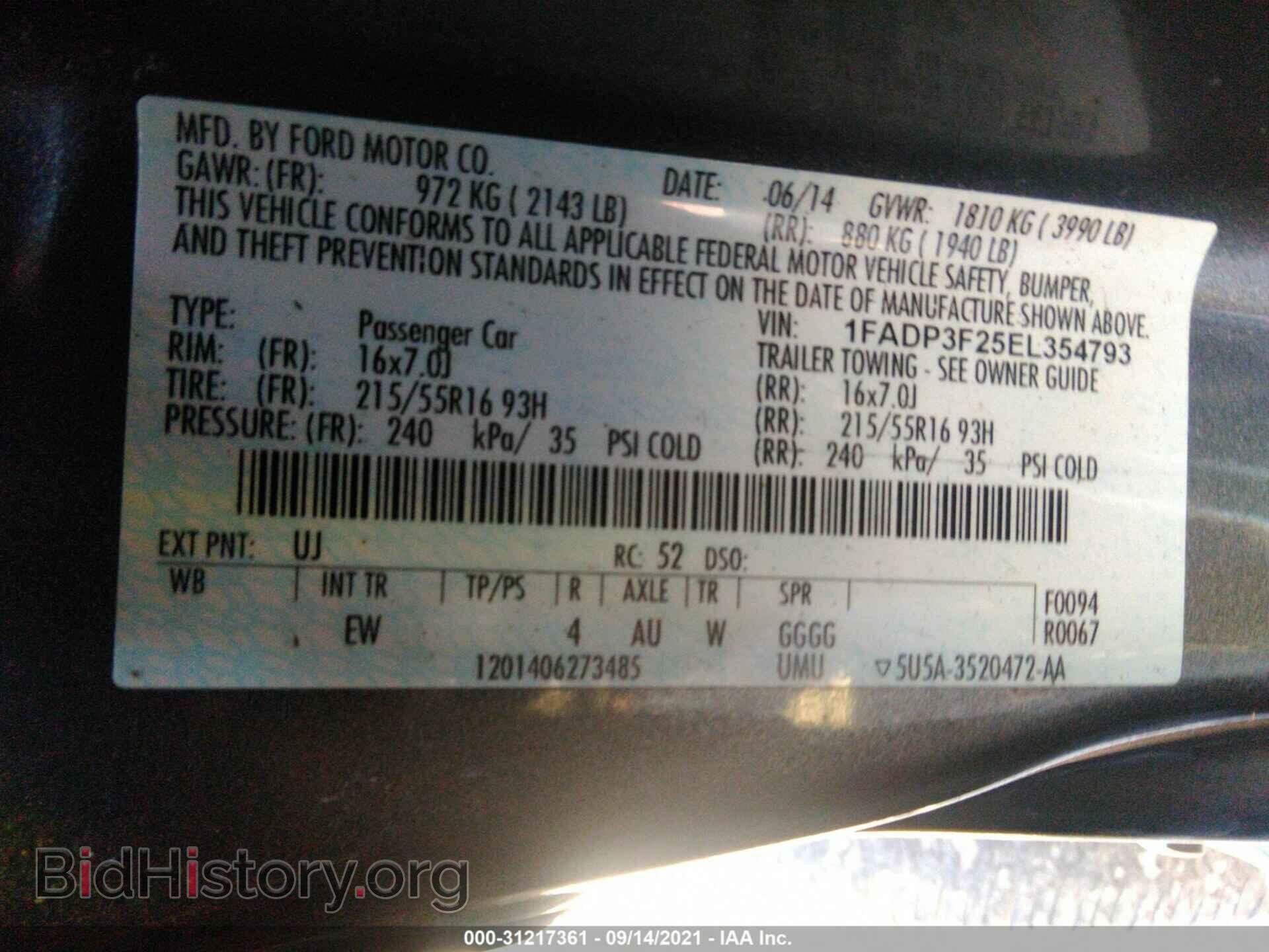 2014 FORD FOCUS - VIN: 1FADP3F25EL354793 - Photo 9