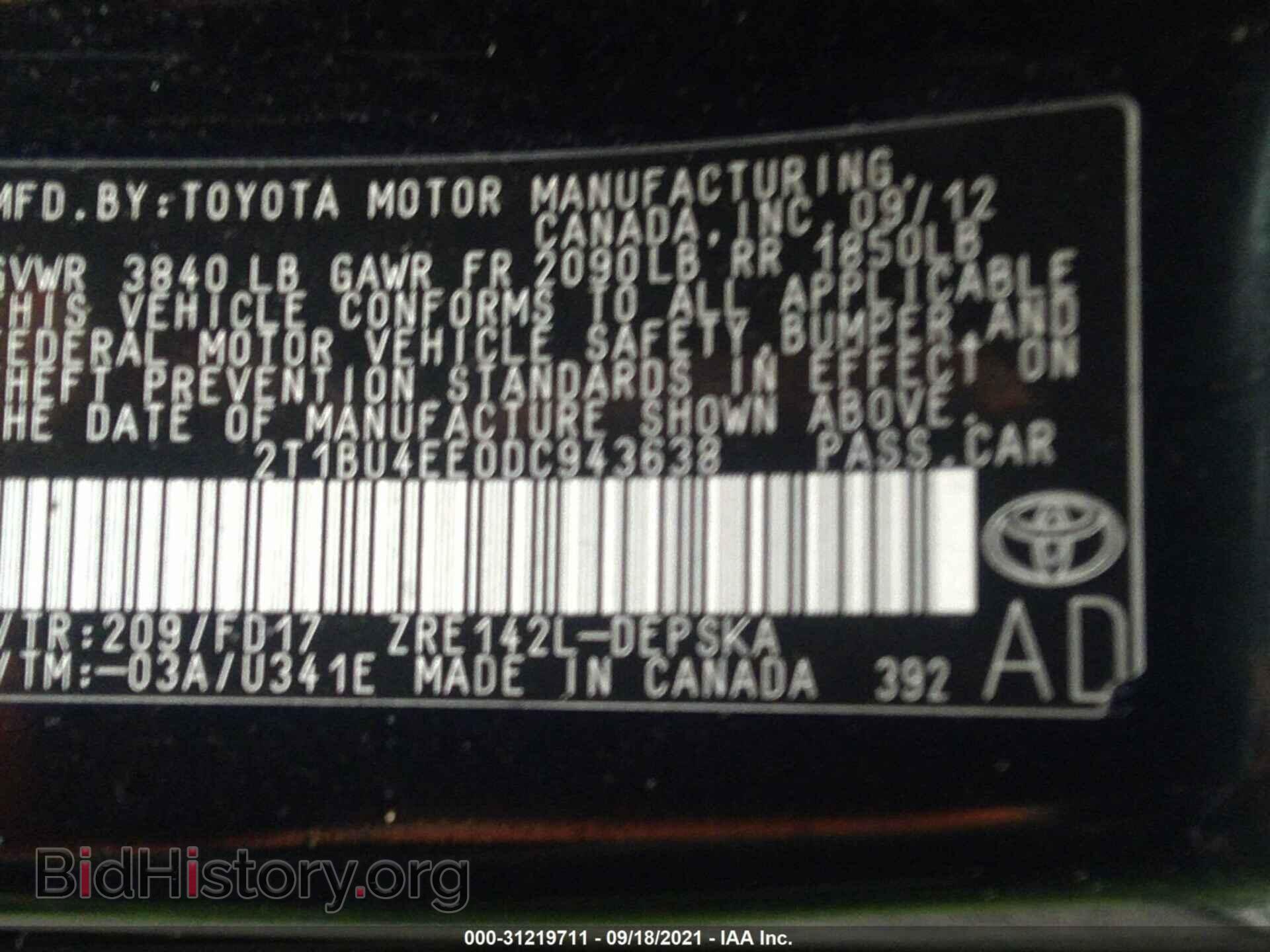 2013 TOYOTA COROLLA - VIN: 2T1BU4EE0DC943638 - Фото 9