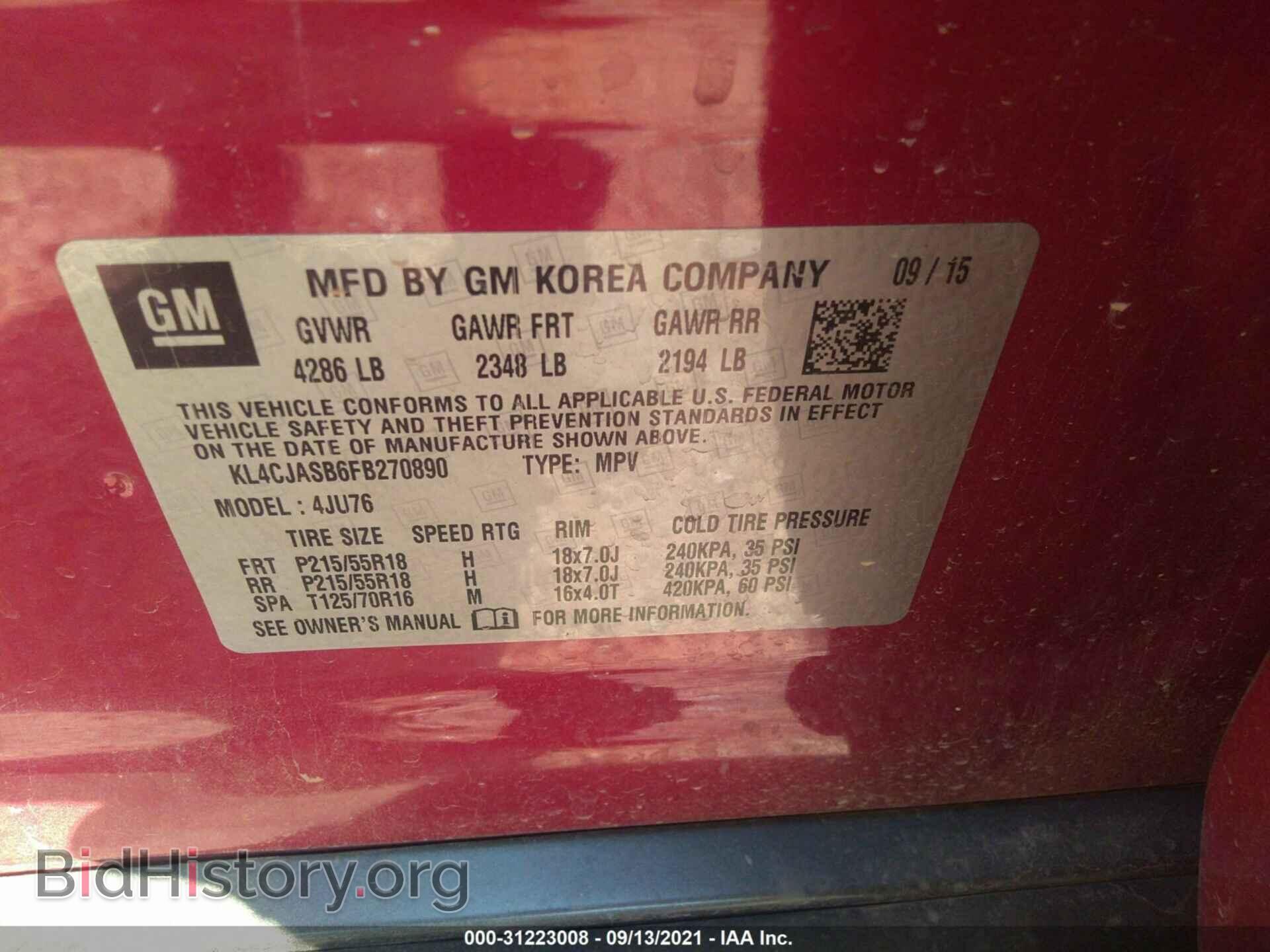2015 BUICK ENCORE - VIN: KL4CJASB6FB270890 - Photo 9