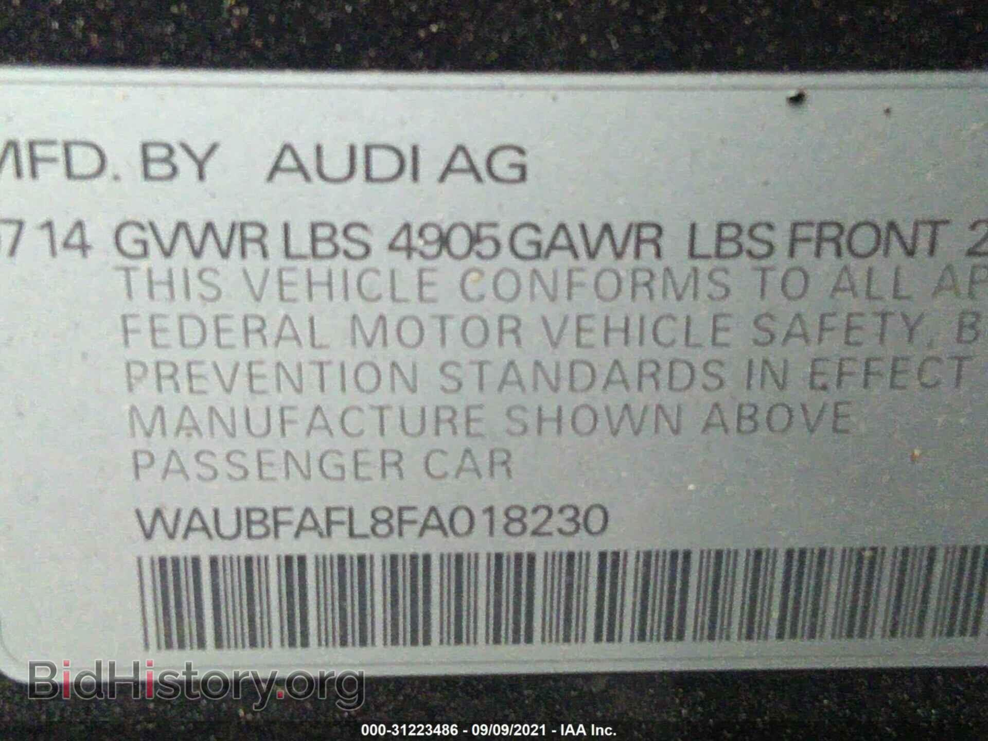 2015 AUDI A4 - VIN: WAUBFAFL8FA018230 - Фото 9