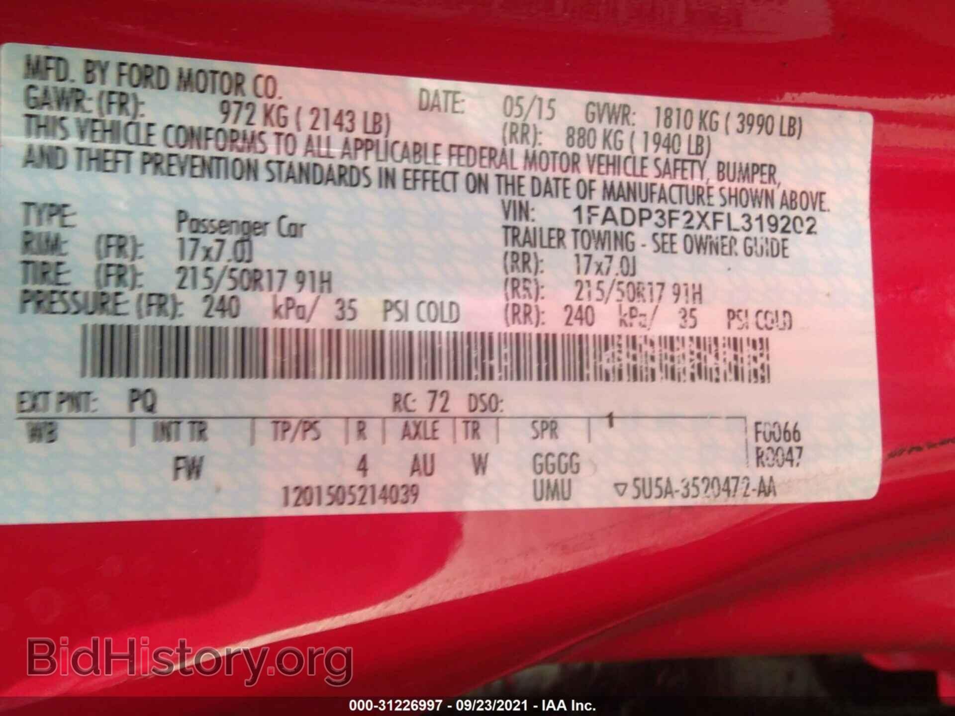 2015 FORD FOCUS - VIN: 1FADP3F2XFL319202 - Фото 9