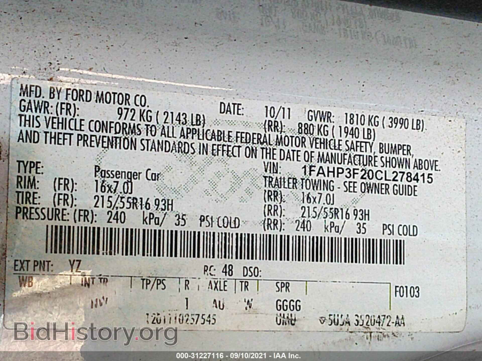 2012 FORD FOCUS - VIN: 1FAHP3F20CL278415 - Photo 9