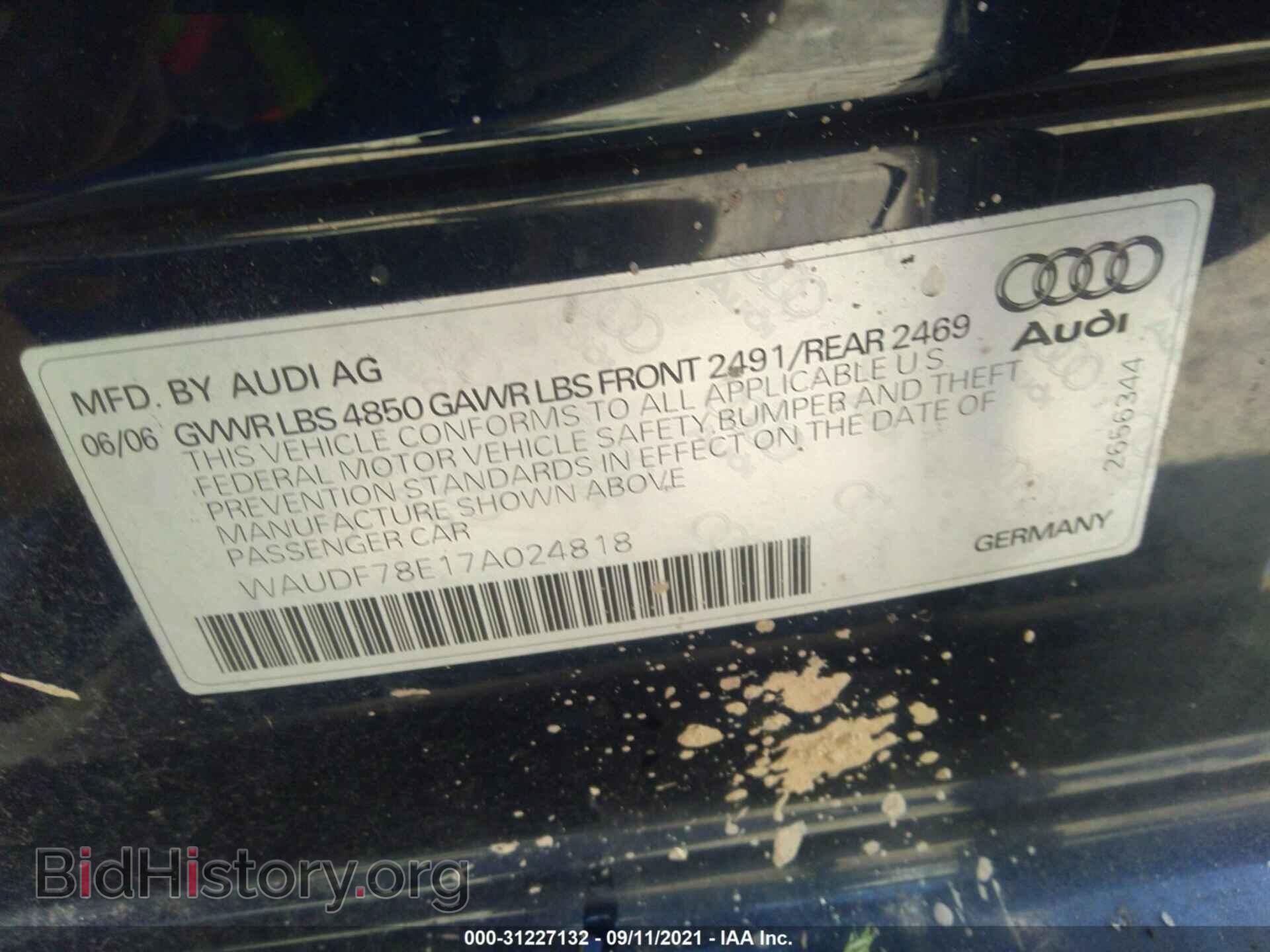2007 AUDI A4 - VIN: WAUDF78E17A024818 - Фото 9