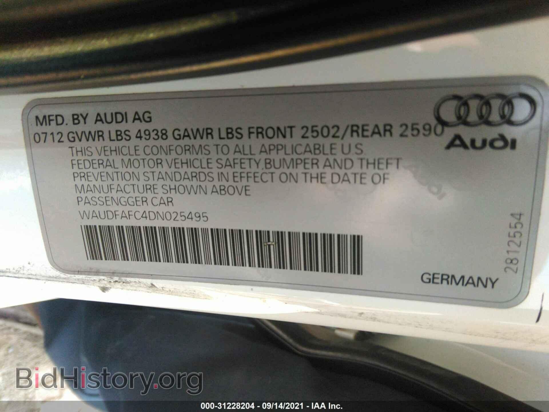 2013 AUDI A6 - VIN: WAUDFAFC4DN025495 - Фото 9