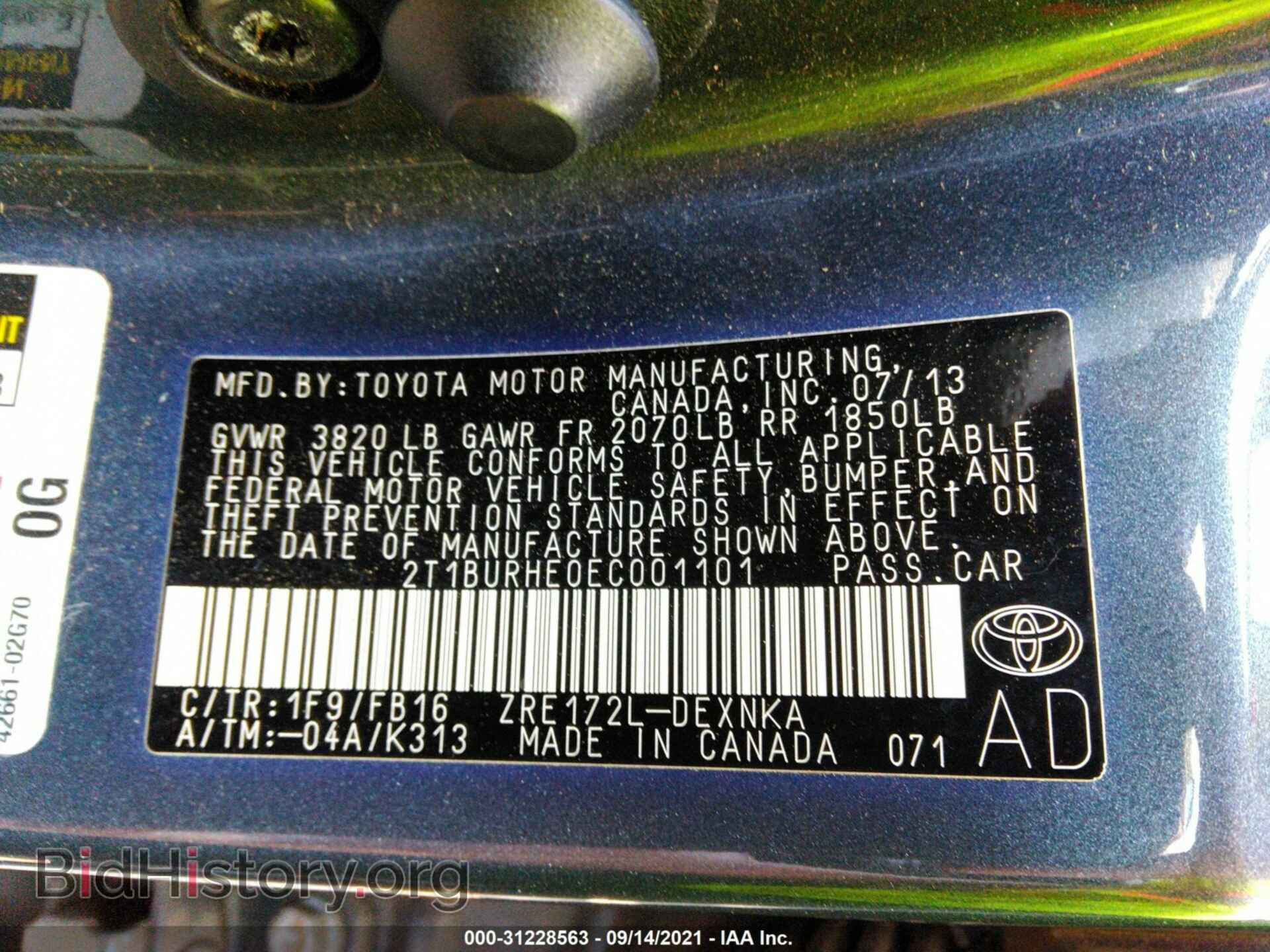 2014 TOYOTA COROLLA - VIN: 2T1BURHE0EC001101 - Photo 9