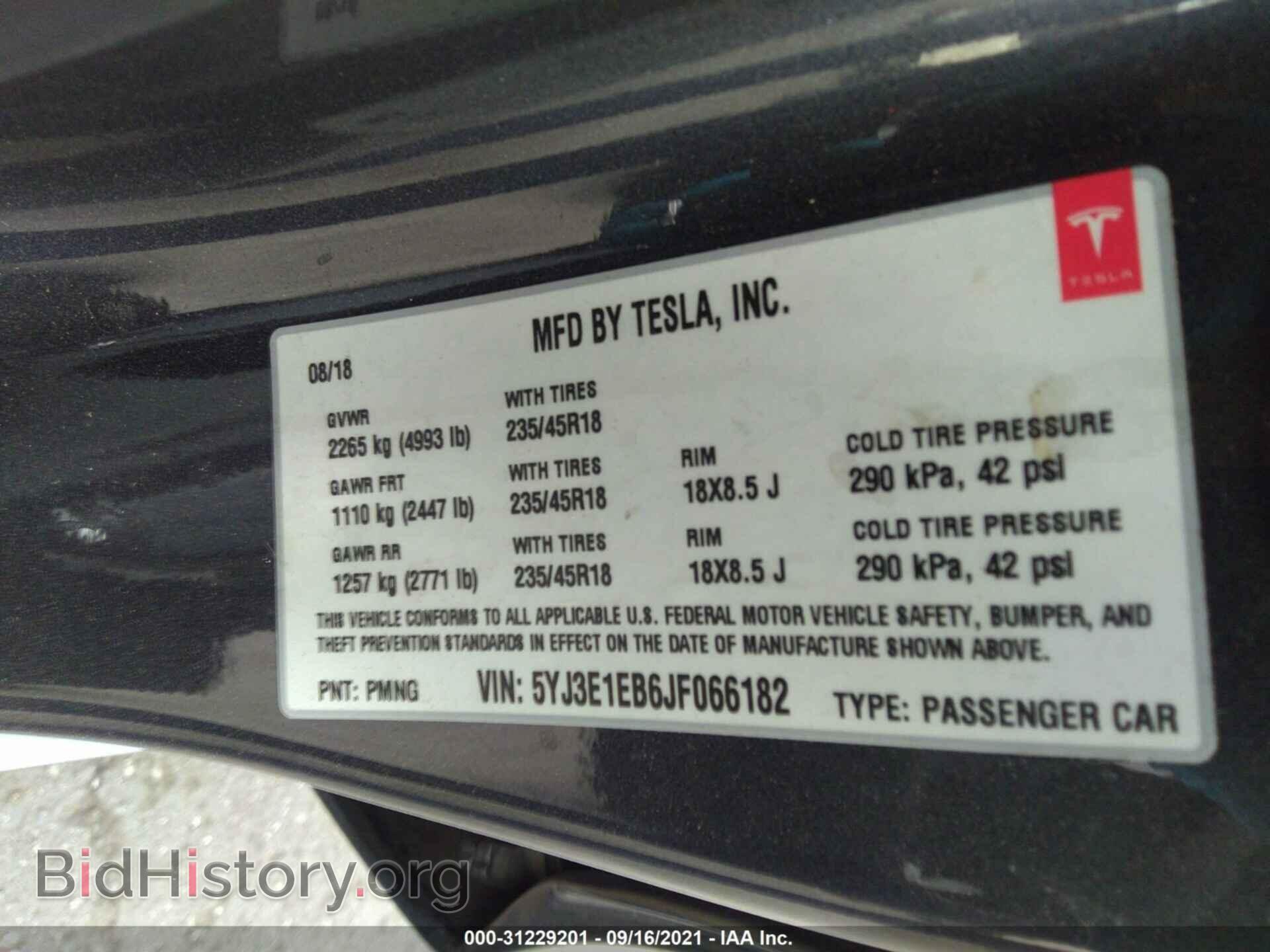 2018 TESLA MODEL 3 - VIN: 5YJ3E1EB6JF066182 - Photo 9