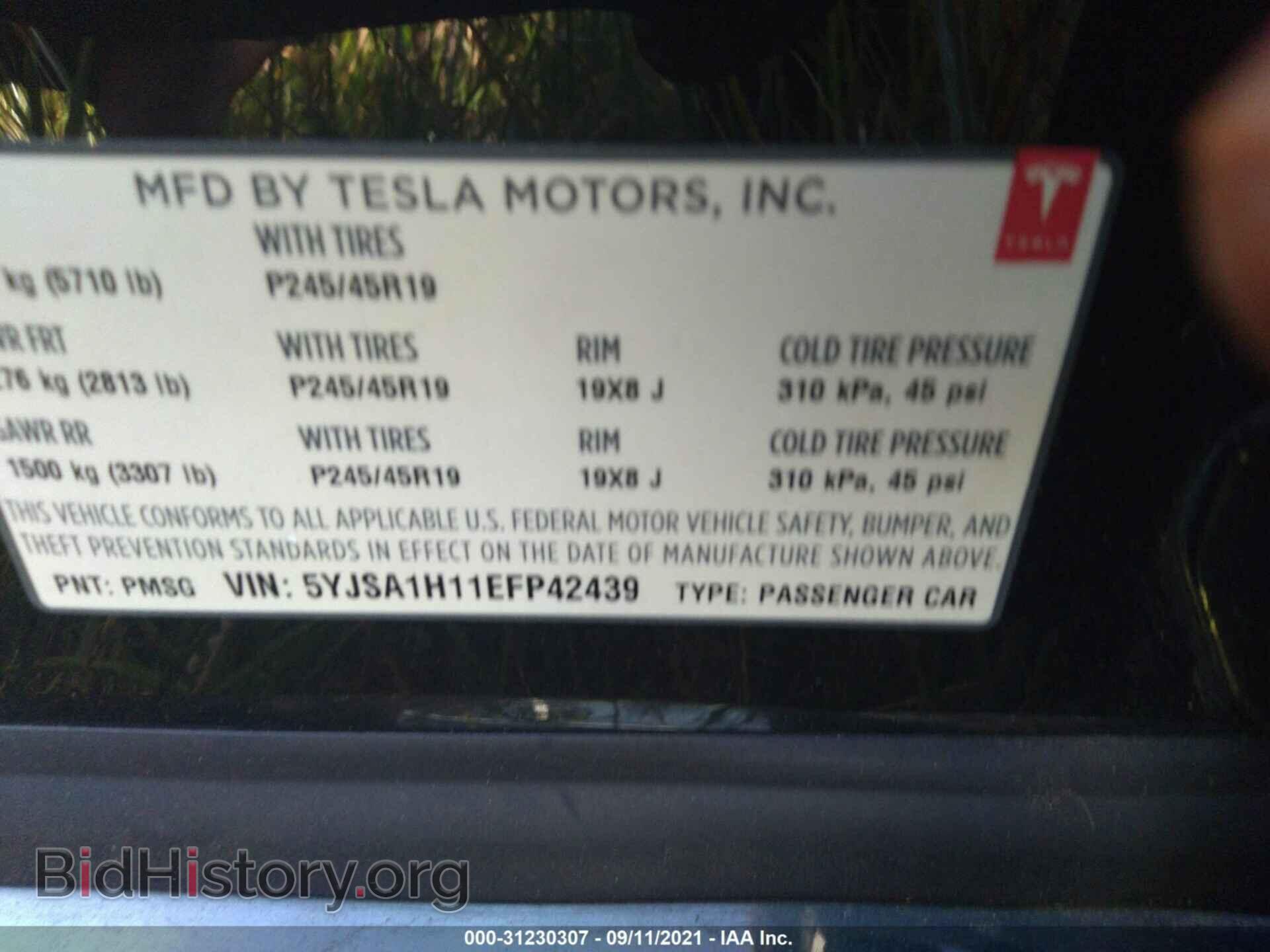 2014 TESLA MODEL S - VIN: 5YJSA1H11EFP42439 - Photo 9