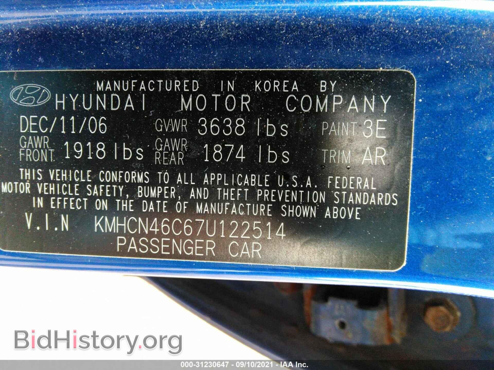 2007 HYUNDAI ACCENT - VIN: KMHCN46C67U122514 - Фото 9