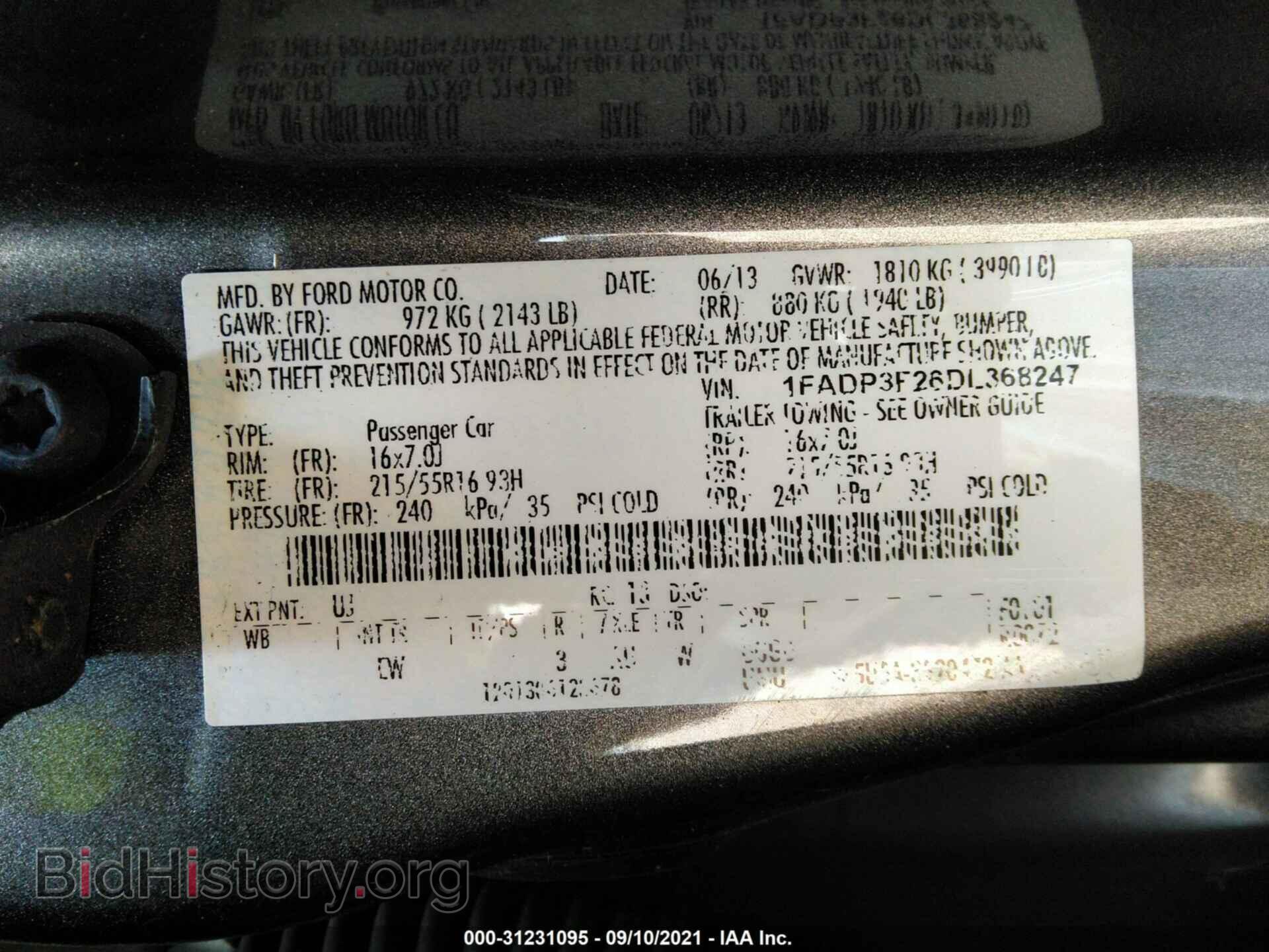 2013 FORD FOCUS - VIN: 1FADP3F26DL368247 - Фото 9