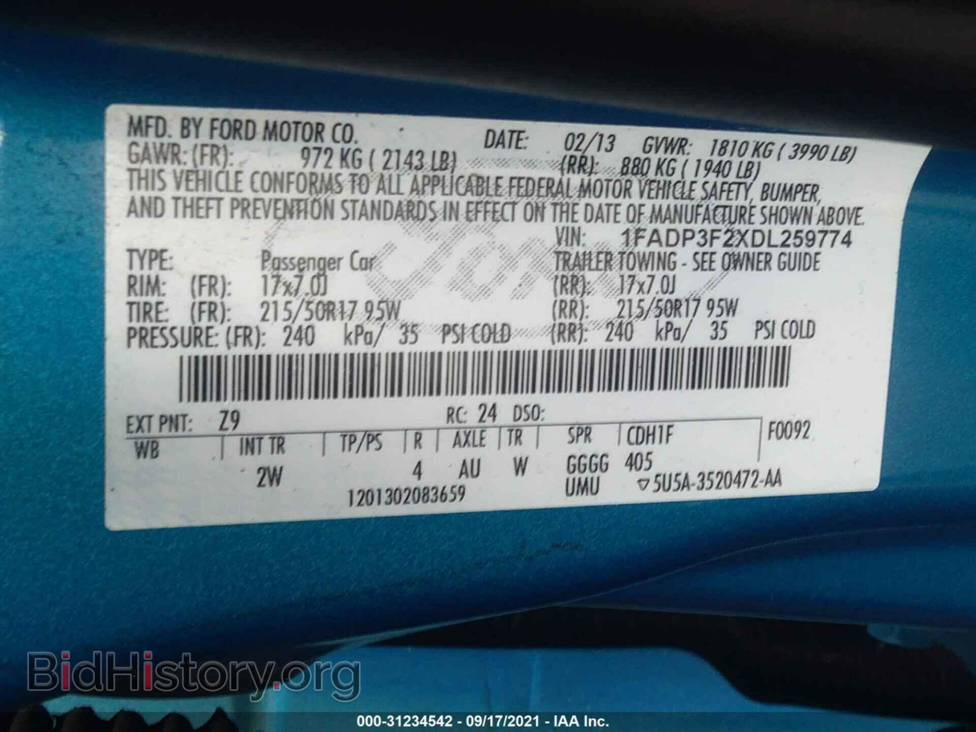 2013 FORD FOCUS - VIN: 1FADP3F2XDL259774 - Photo 9