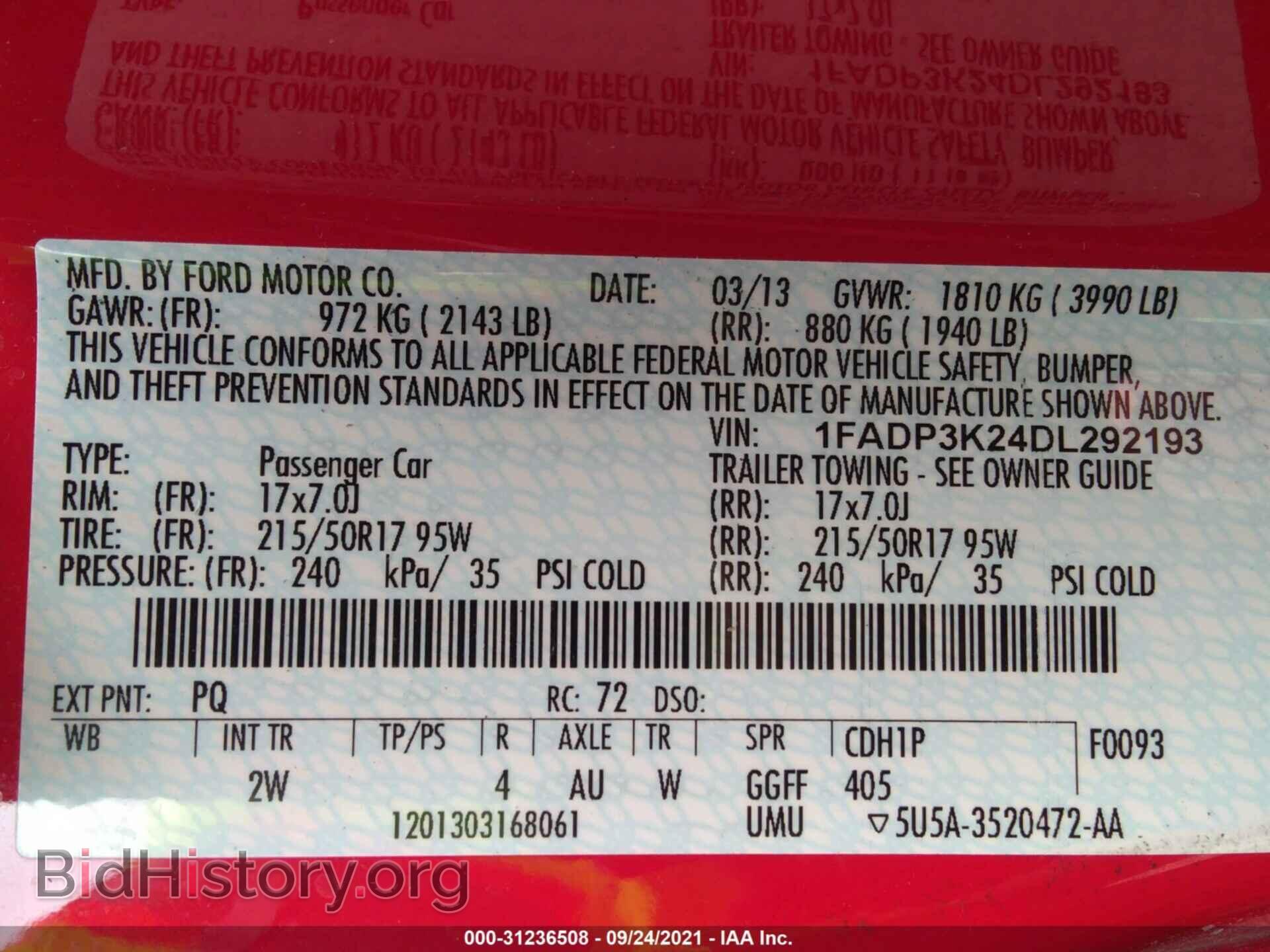 2013 FORD FOCUS - VIN: 1FADP3K24DL292193 - Photo 9