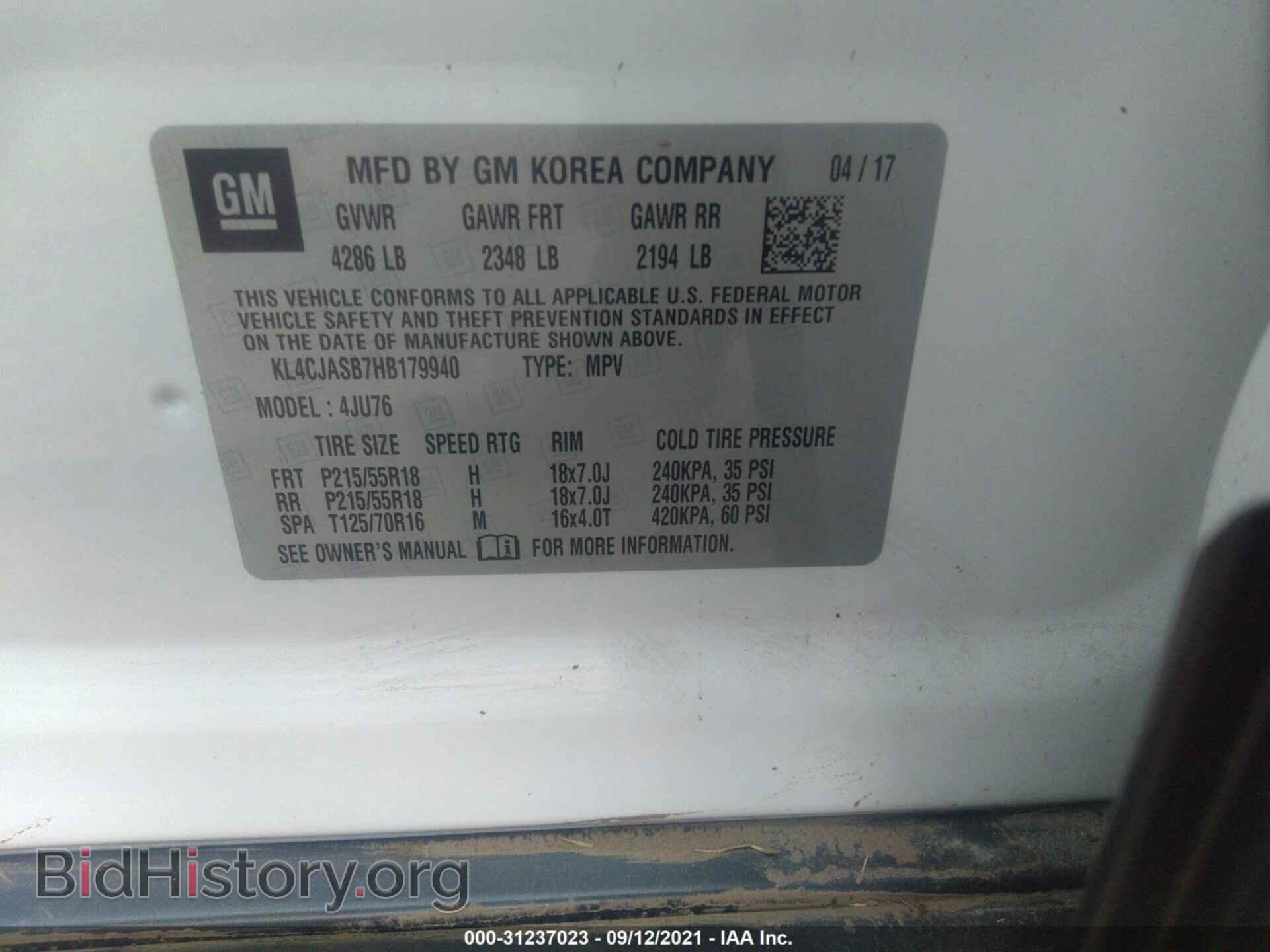 2017 BUICK ENCORE - VIN: KL4CJASB7HB179940 - Photo 9