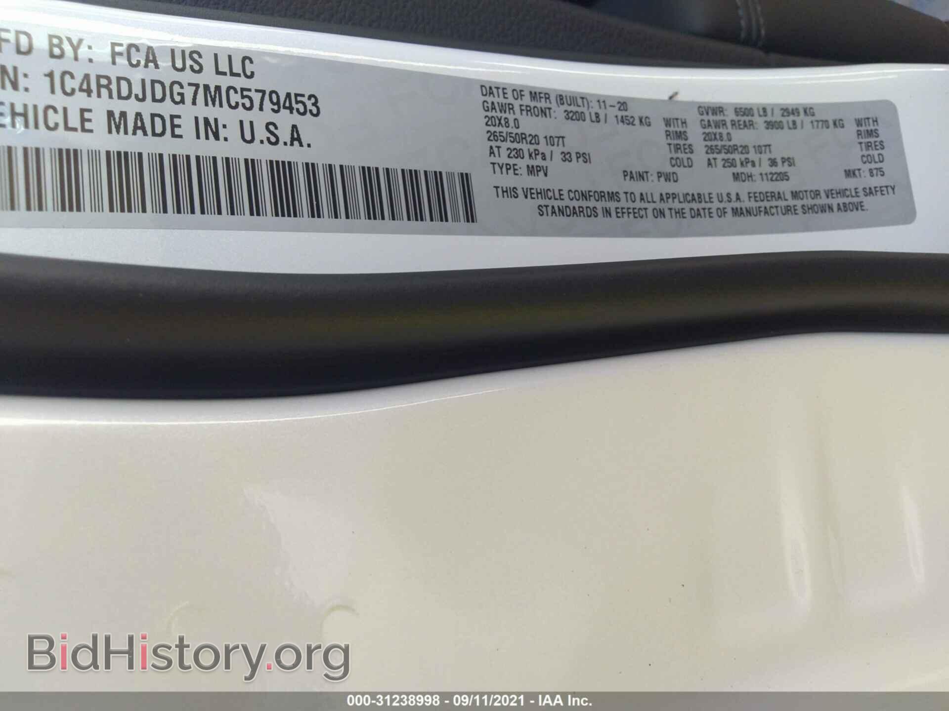 2021 DODGE DURANGO - VIN: 1C4RDJDG7MC579453 - Photo 9