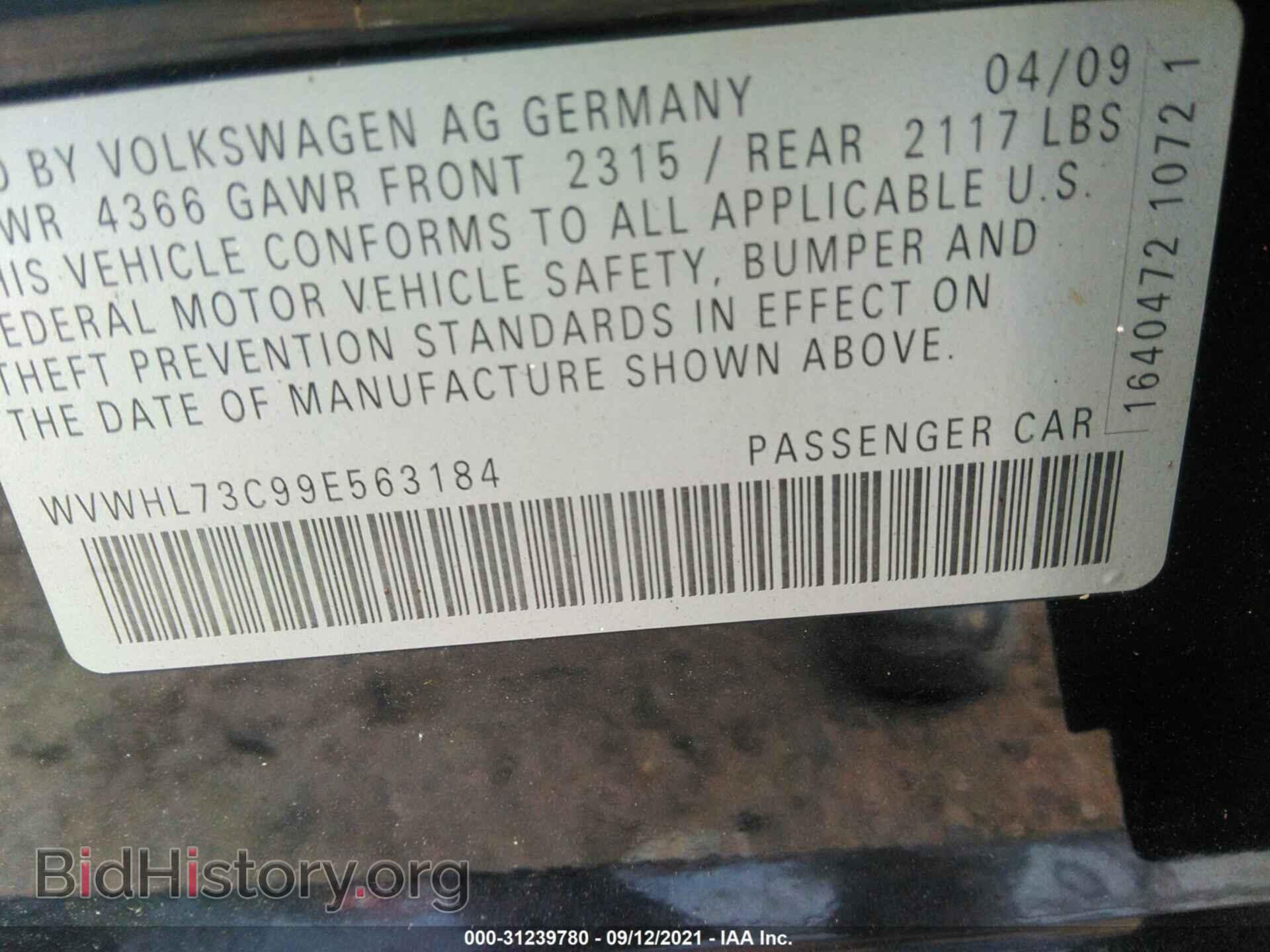 2009 VOLKSWAGEN CC - VIN: WVWHL73C99E563184 - Фото 9