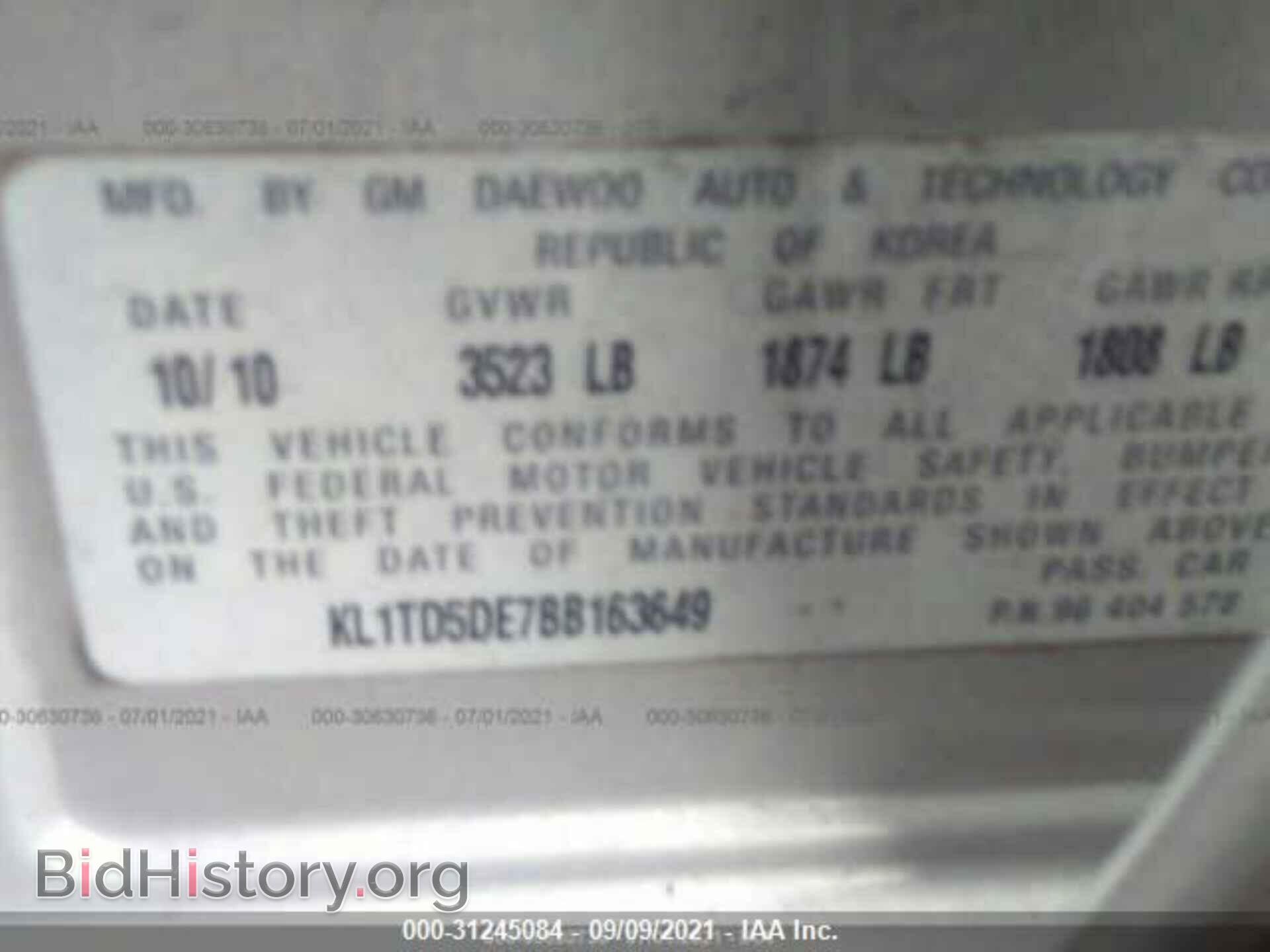 2011 CHEVROLET AVEO - VIN: KL1TD5DE7BB163649 - Фото 9