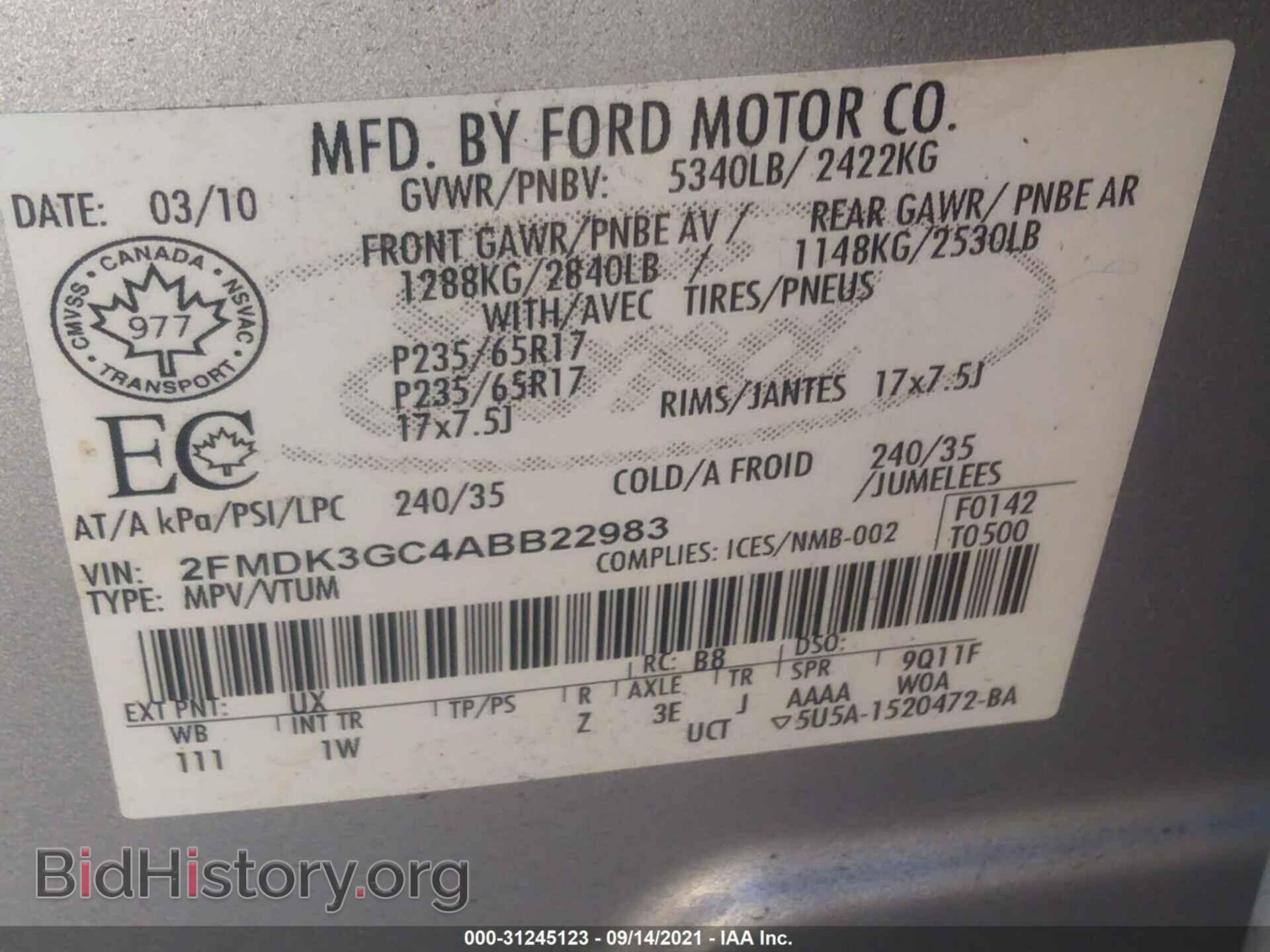2010 FORD EDGE - VIN: 2FMDK3GC4ABB22983 - Photo 9