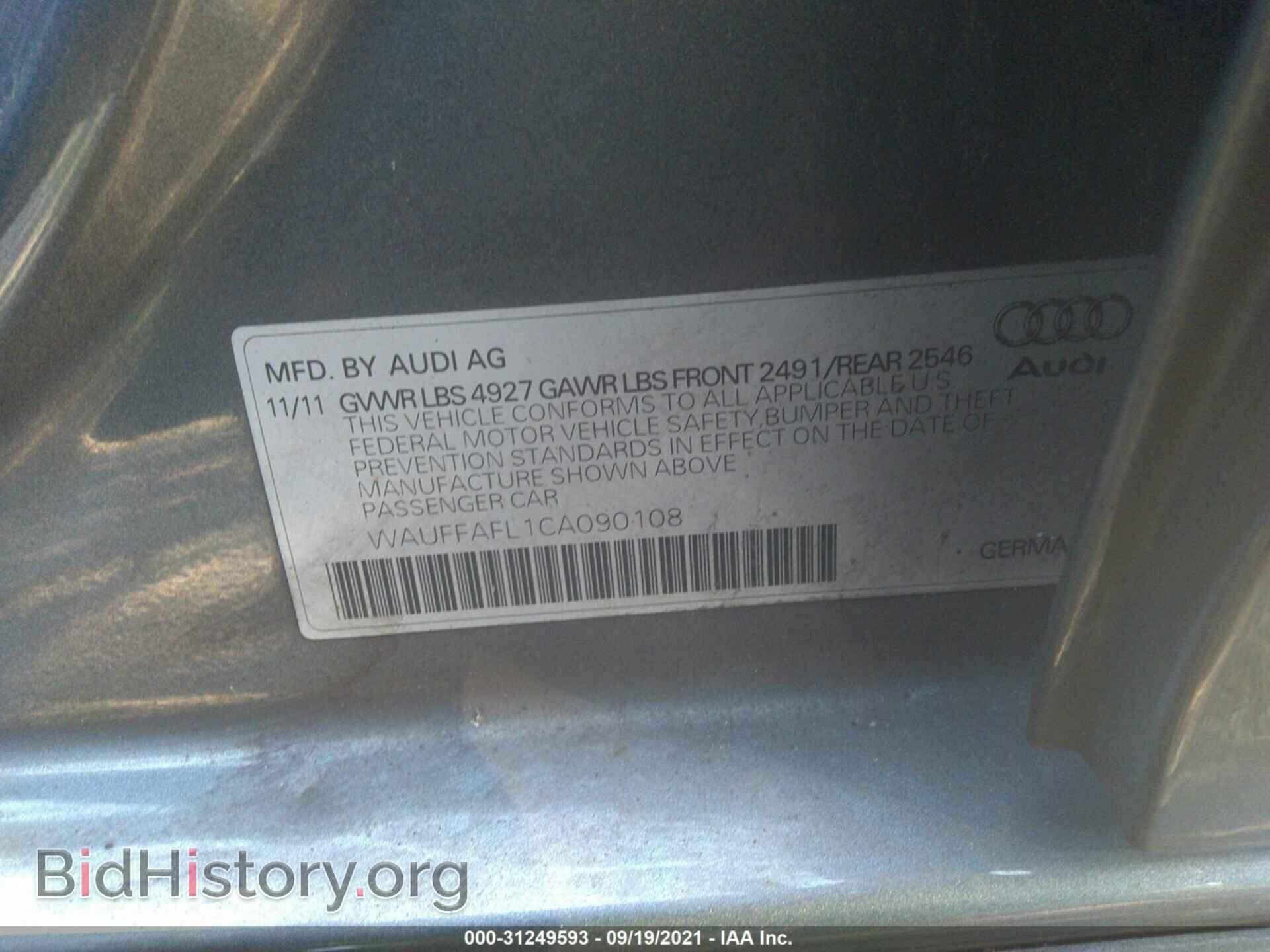 2012 AUDI A4 - VIN: WAUFFAFL1CA090108 - Photo 9