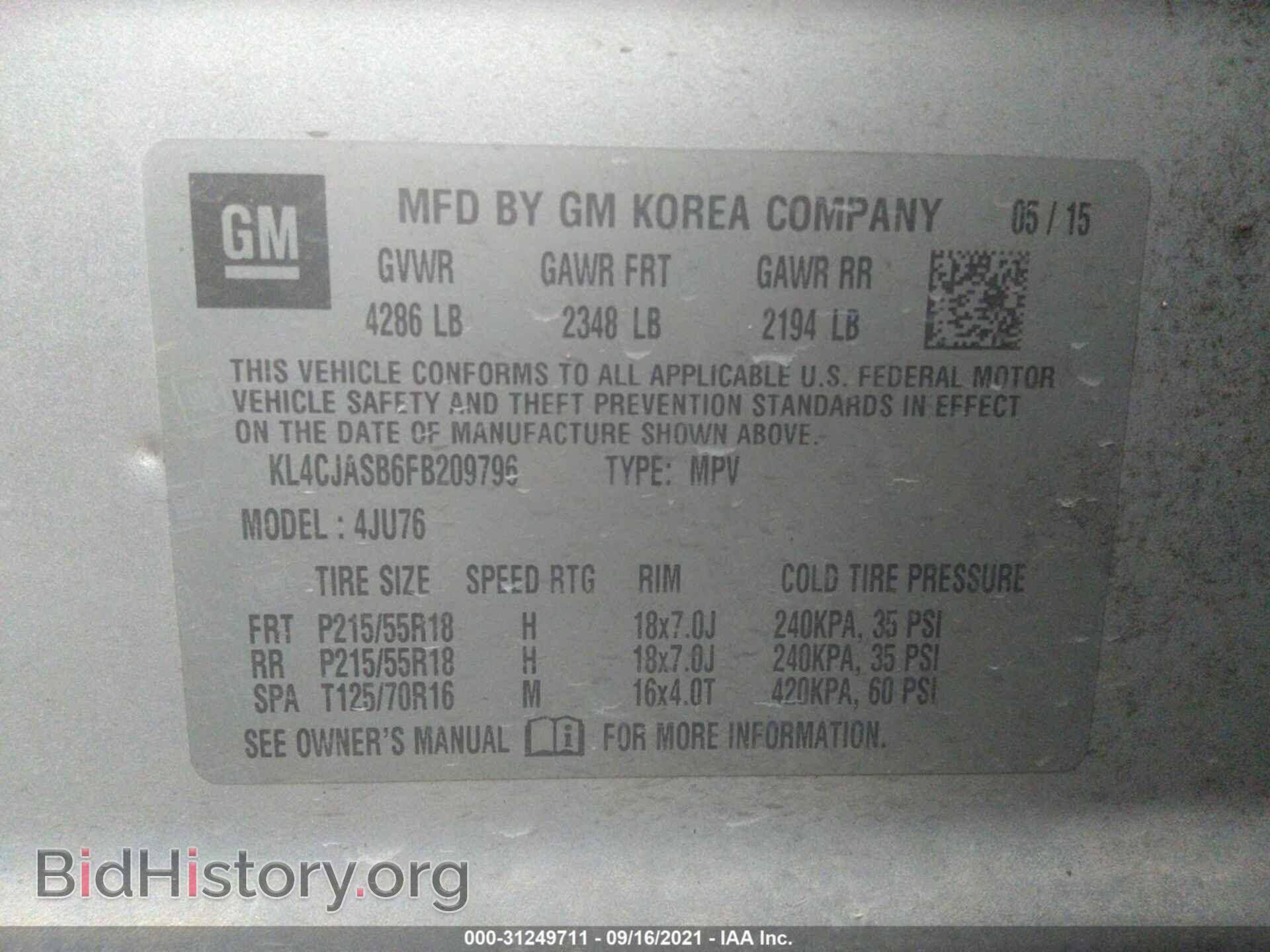 2015 BUICK ENCORE - VIN: KL4CJASB6FB209796 - Фото 9