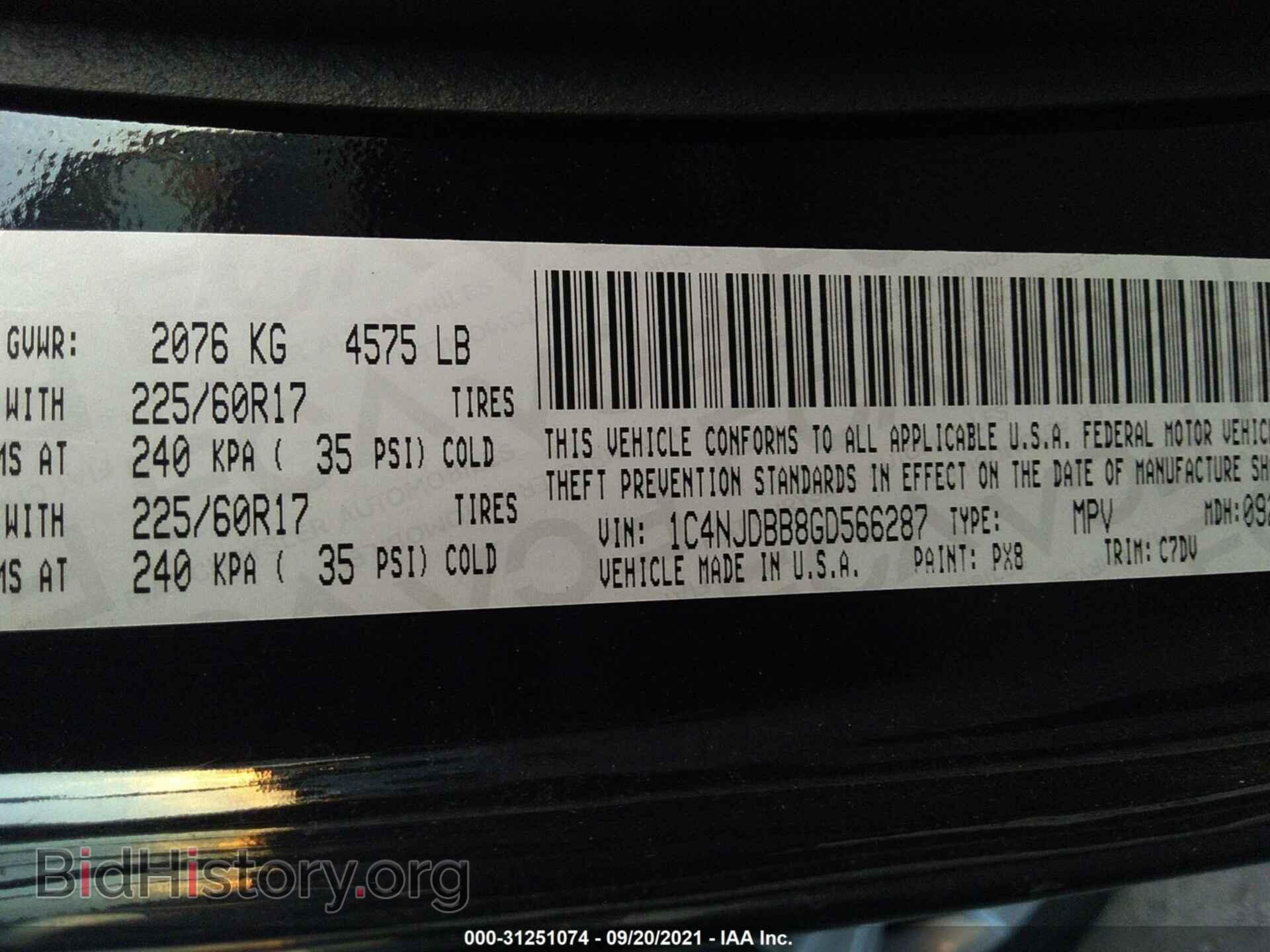 2016 JEEP COMPASS - VIN: 1C4NJDBB8GD566287 - Фото 9