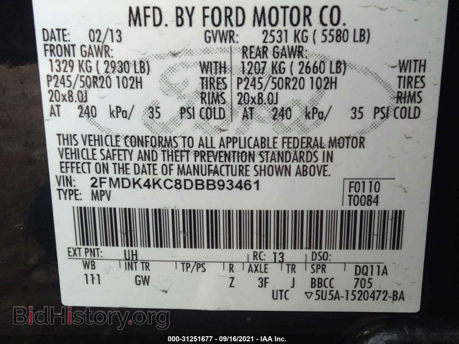 2013 FORD EDGE - VIN: 2FMDK4KC8DBB93461 - Фото 9