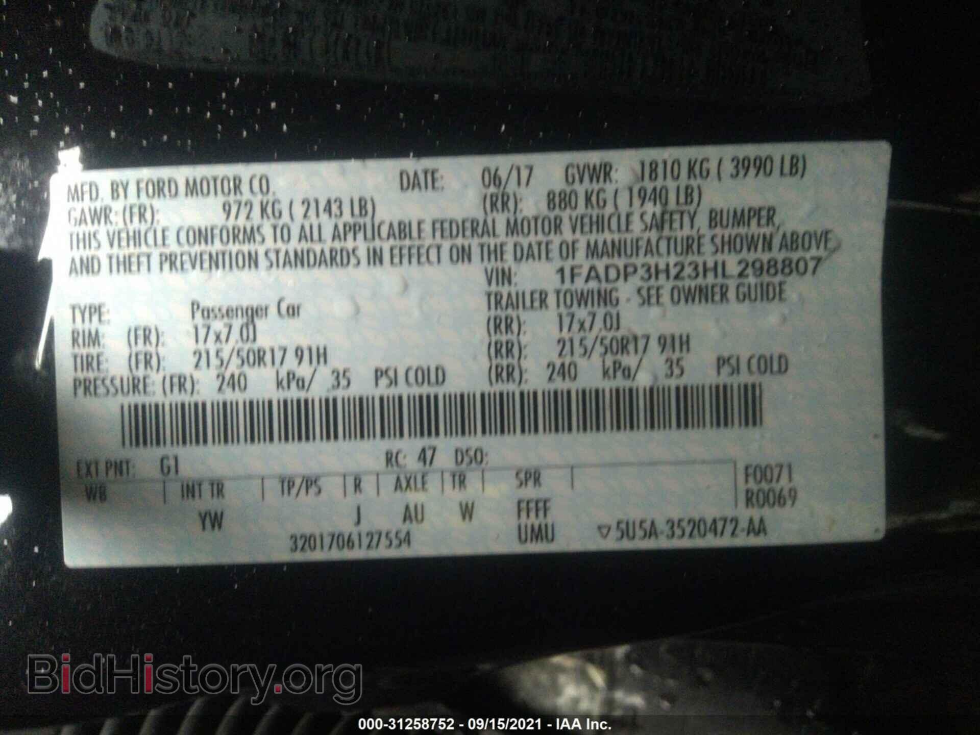 2017 FORD FOCUS - VIN: 1FADP3H23HL298807 - Фото 9