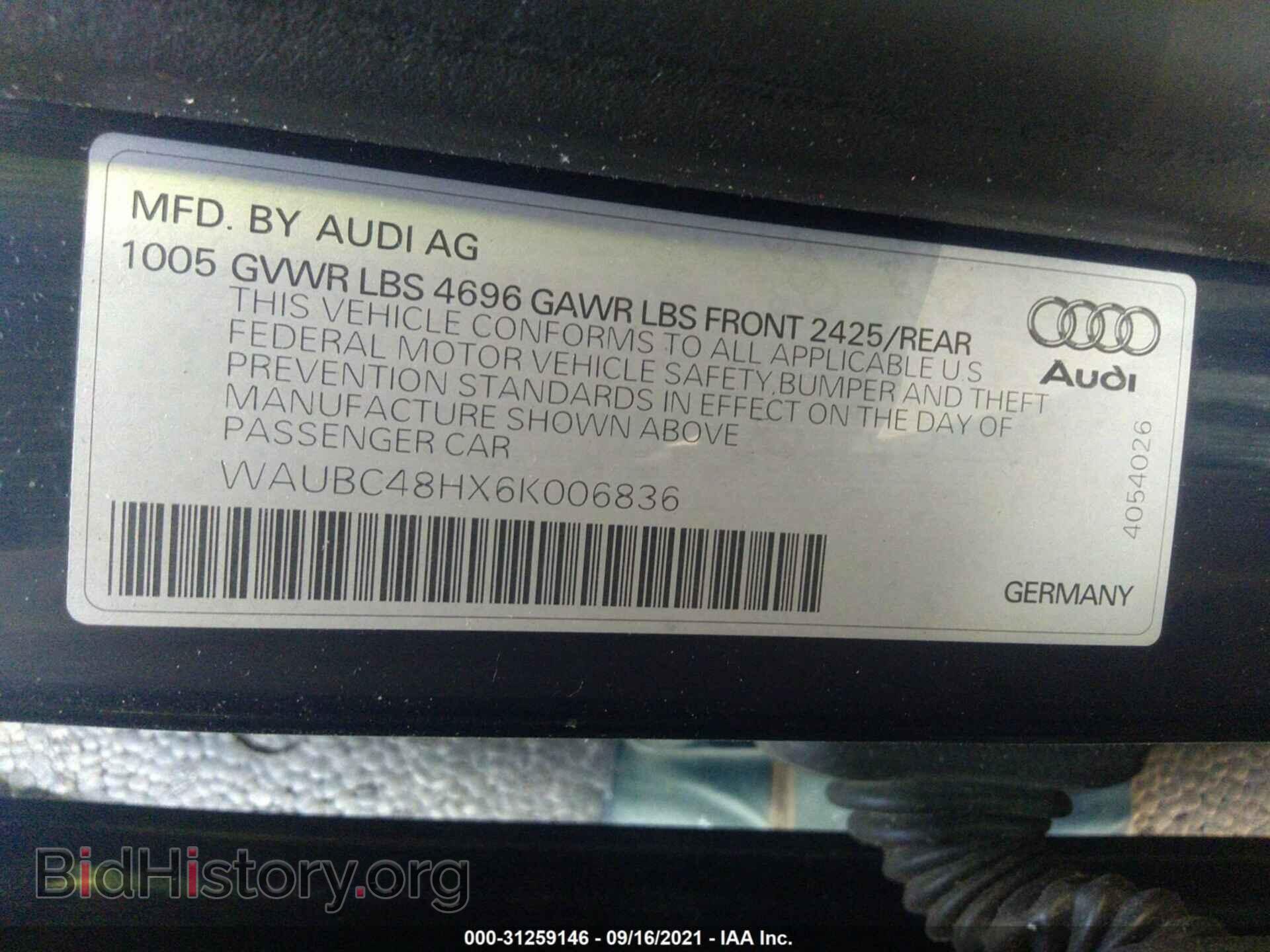 2006 AUDI A4 - VIN: WAUBC48HX6K006836 - Фото 9