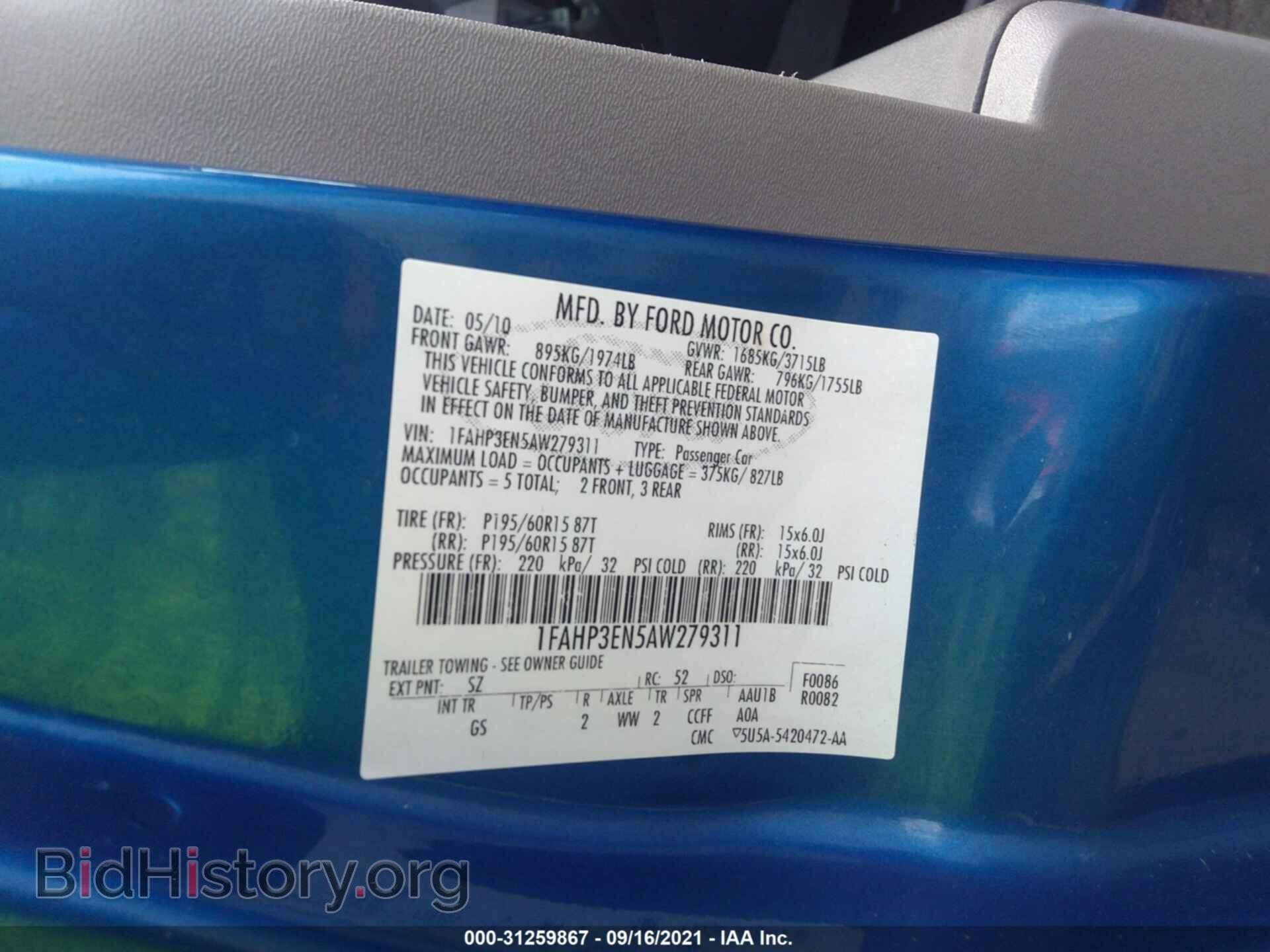 2010 FORD FOCUS - VIN: 1FAHP3EN5AW279311 - Фото 9