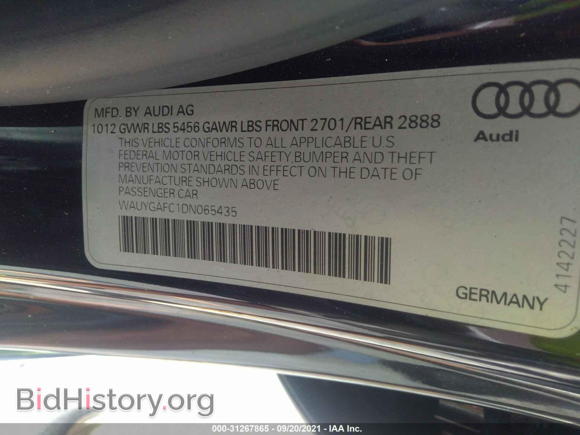 2013 AUDI A7 - VIN: WAUYGAFC1DN065435 - Фото 9