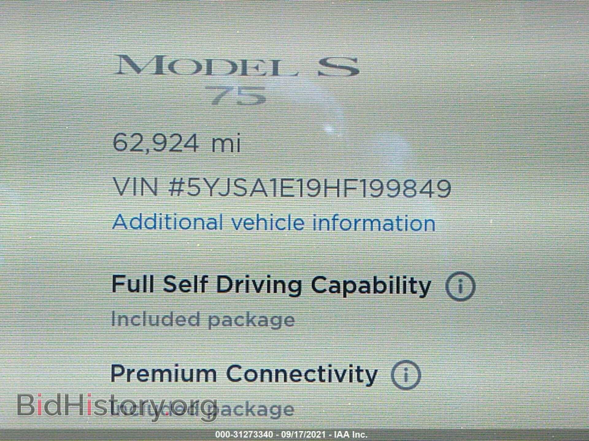 2017 TESLA MODEL S - VIN: 5YJSA1E19HF199849 - Photo 7