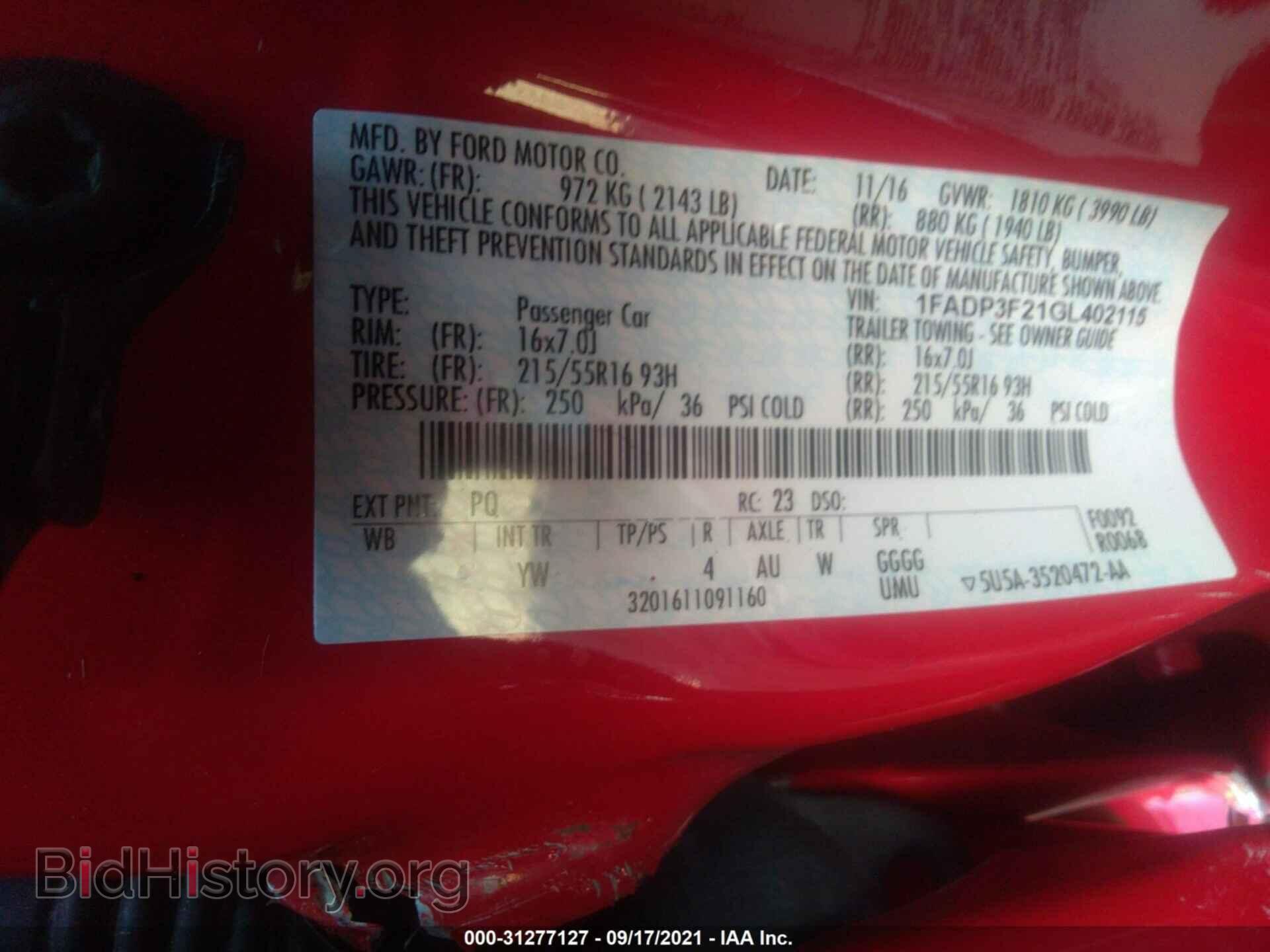 2016 FORD FOCUS - VIN: 1FADP3F21GL402115 - Фото 9