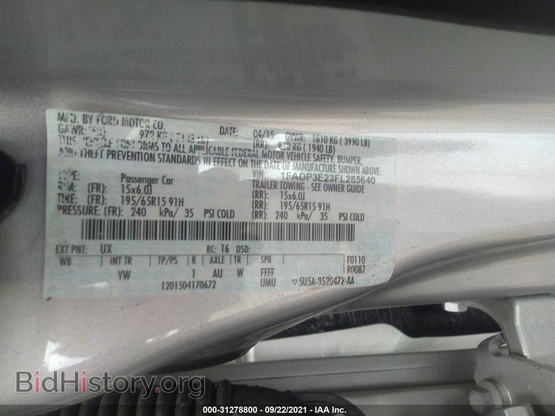 2015 FORD FOCUS - VIN: 1FADP3E23FL285640 - Фото 9