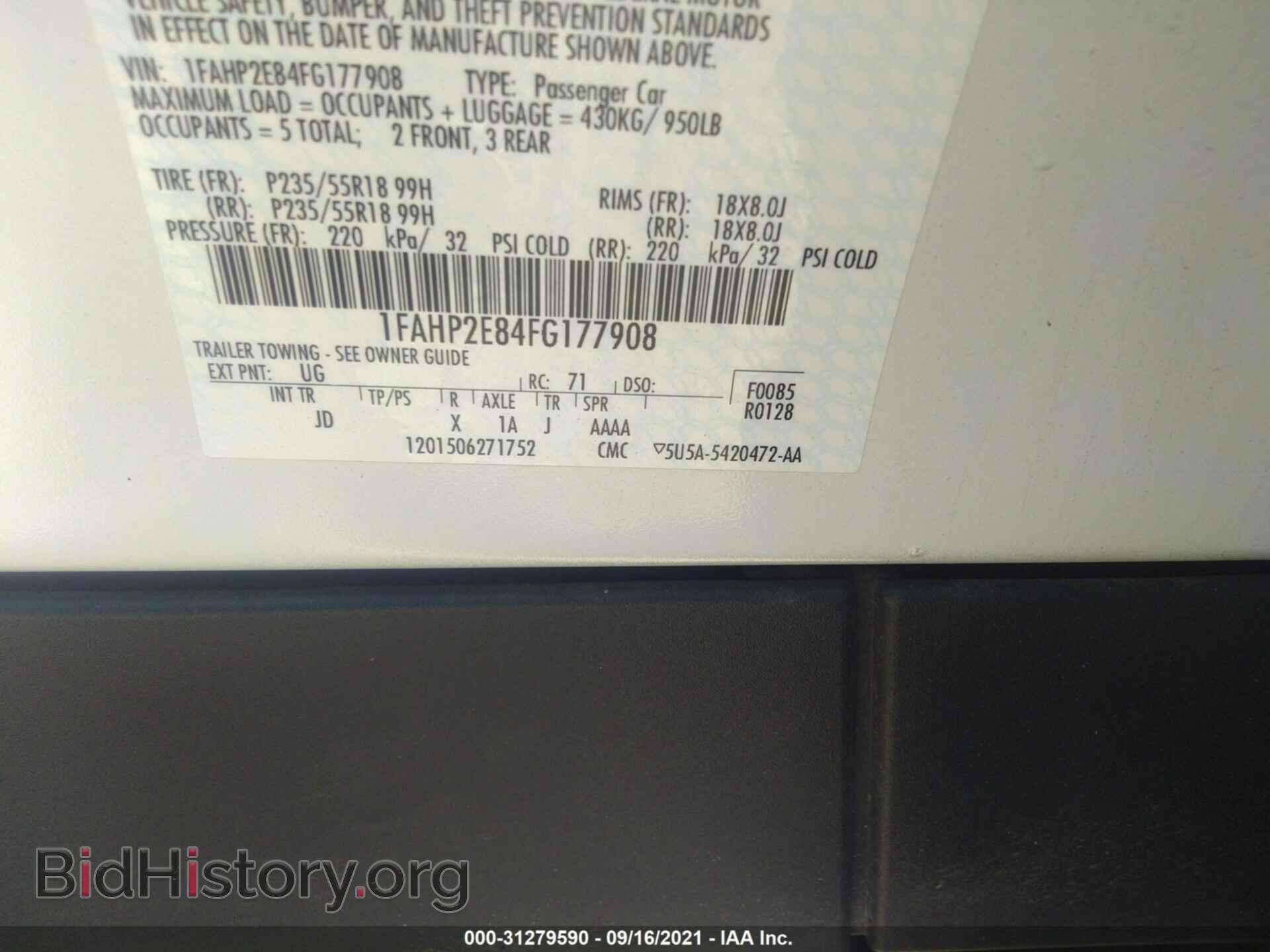 2015 FORD TAURUS - VIN: 1FAHP2E84FG177908 - Photo 9