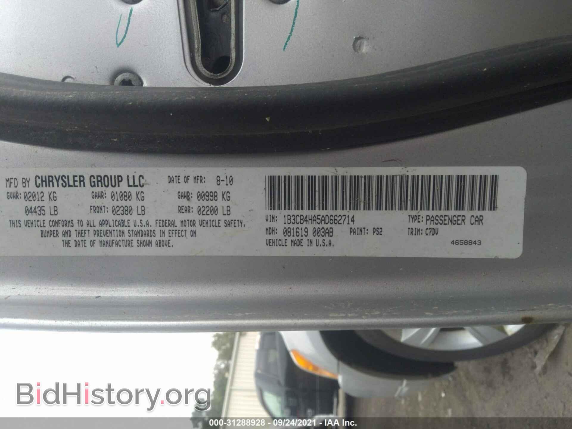 2010 DODGE CALIBER - VIN: 1B3CB4HA5AD662714 - Фото 9