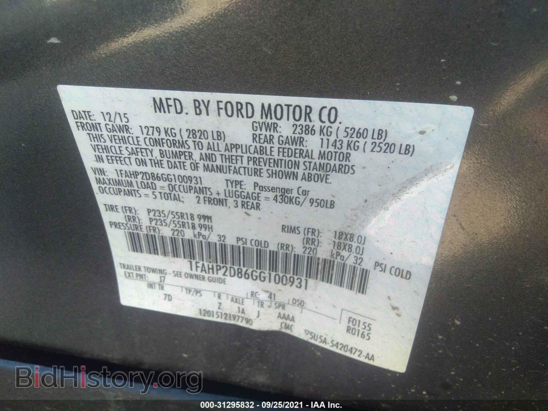 2016 FORD TAURUS - VIN: 1FAHP2D86GG100931 - Photo 9