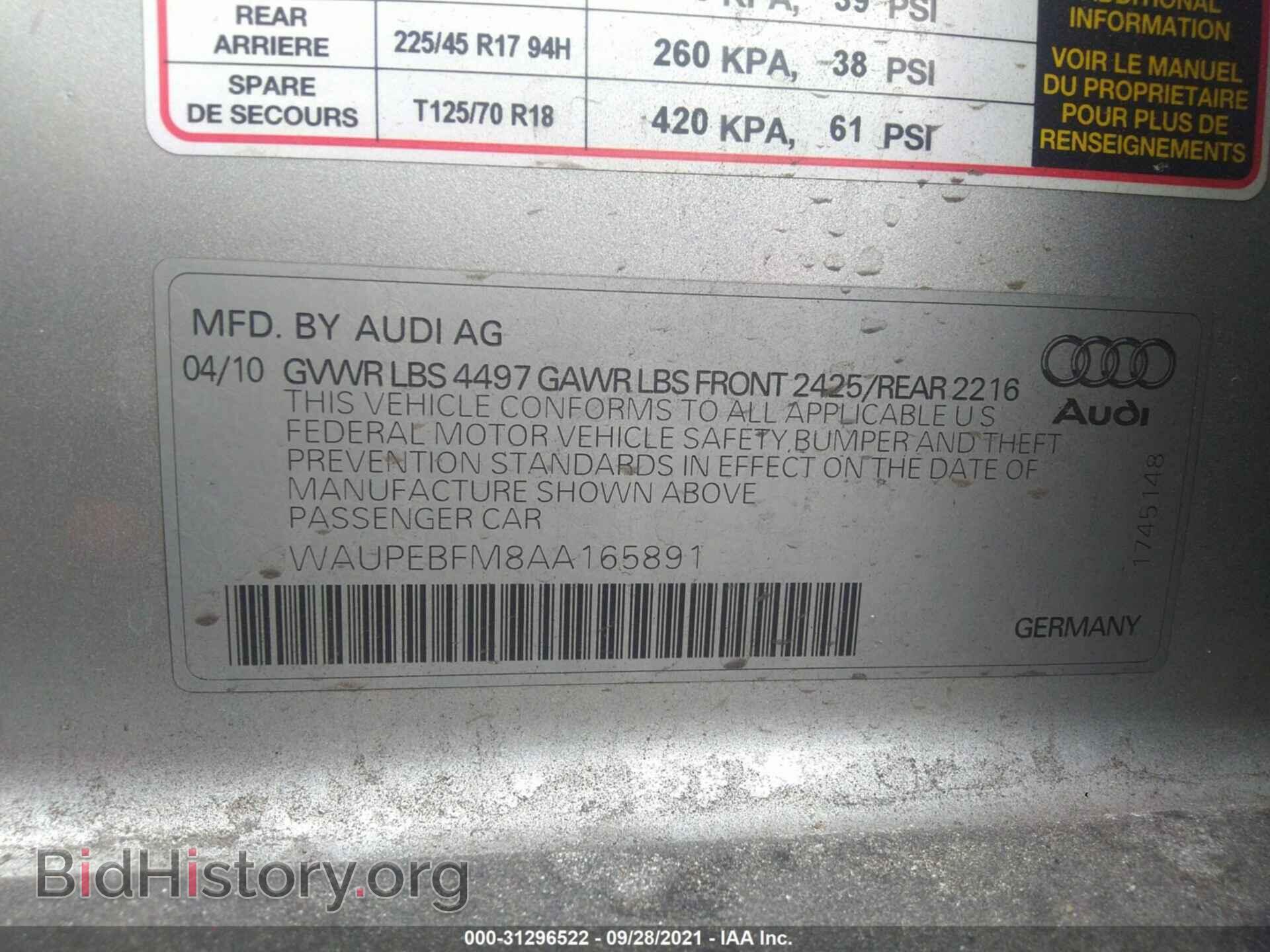 2010 AUDI A3 - VIN: WAUPEBFM8AA165891 - Фото 9