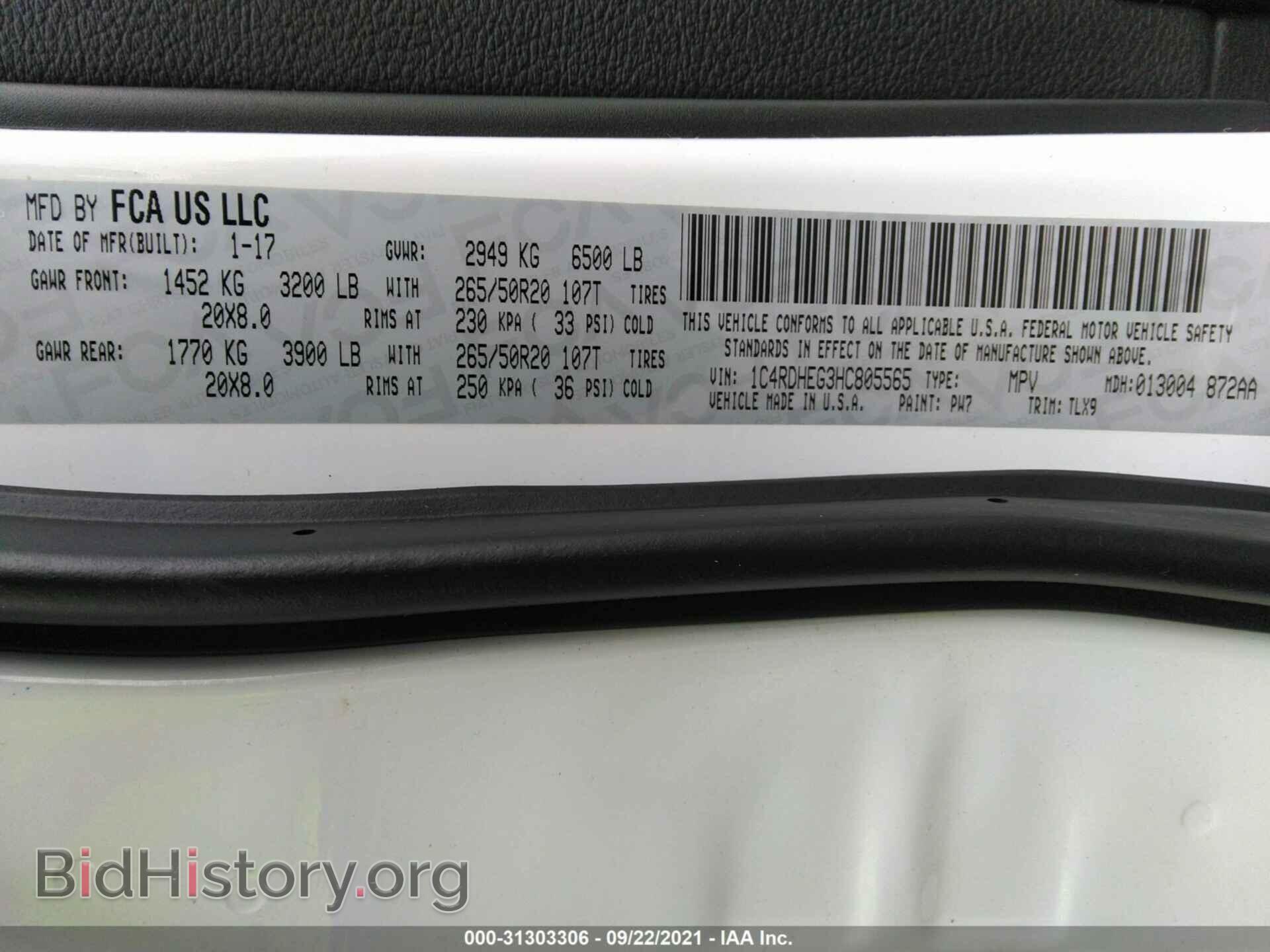 2017 DODGE DURANGO - VIN: 1C4RDHEG3HC805565 - Photo 9