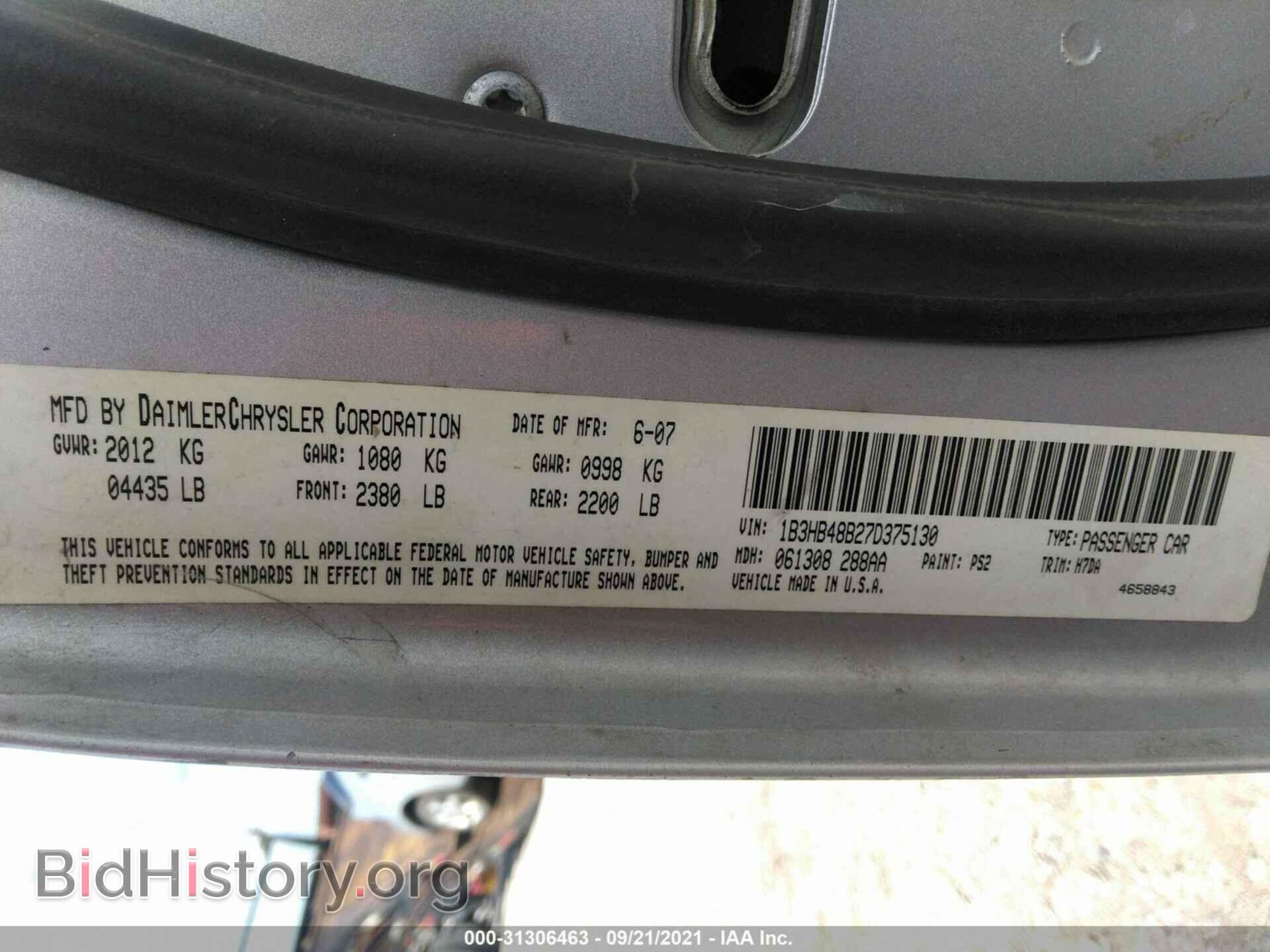 2007 DODGE CALIBER - VIN: 1B3HB48B27D375130 - Photo 9