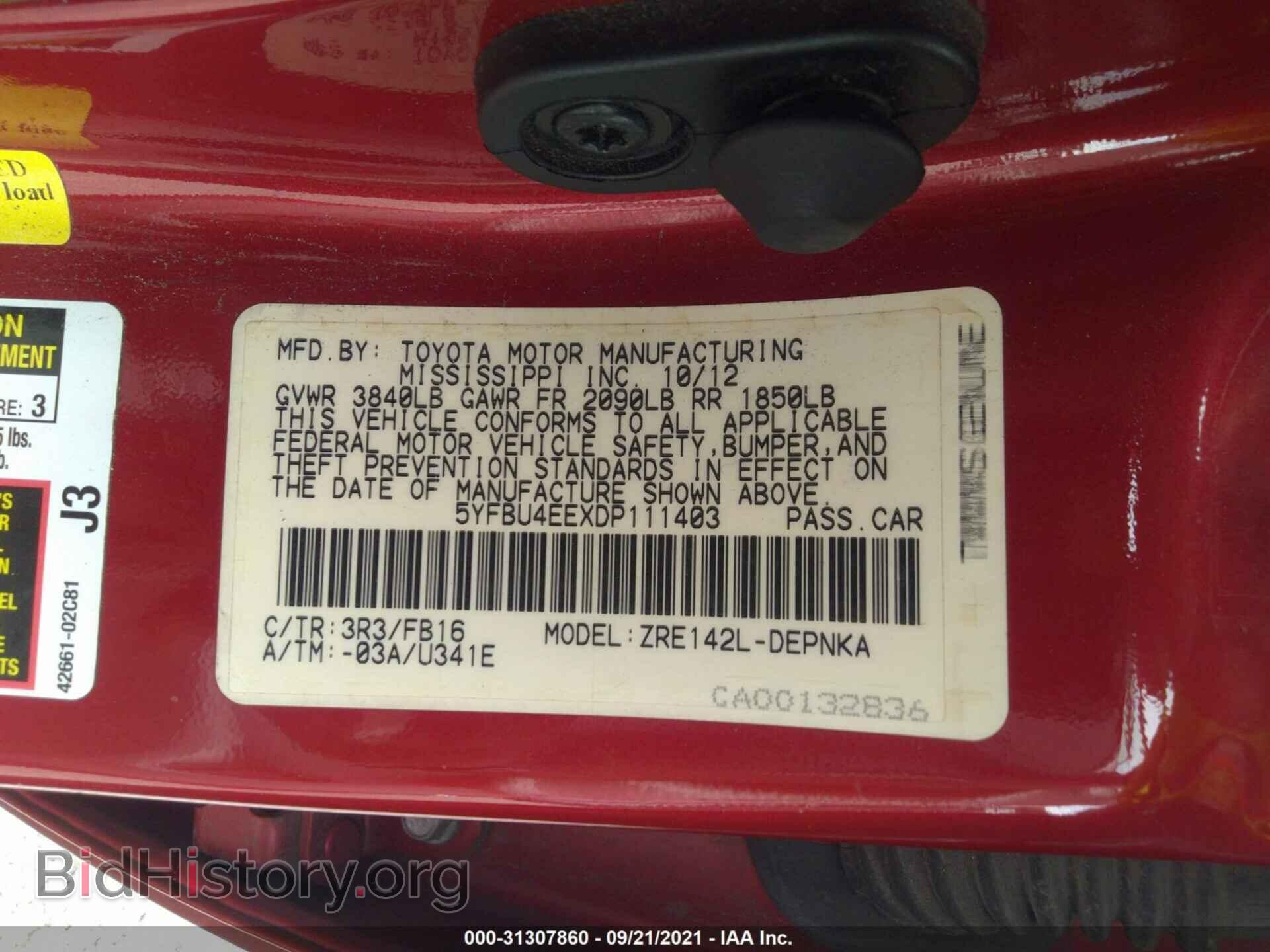 2013 TOYOTA COROLLA - VIN: 5YFBU4EEXDP111403 - Фото 9