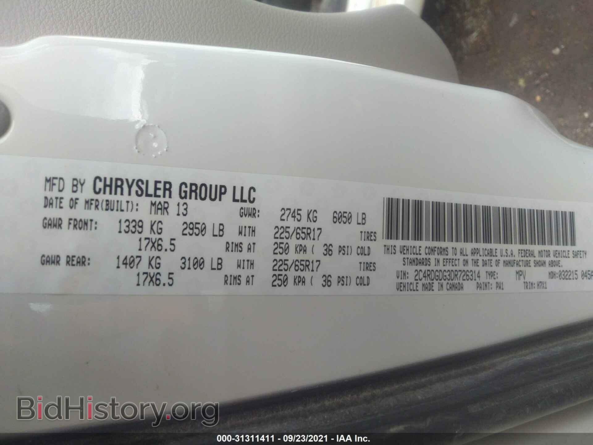 2013 DODGE GRAND CARAVAN - VIN: 2C4RDGDG3DR726314 - Фото 9