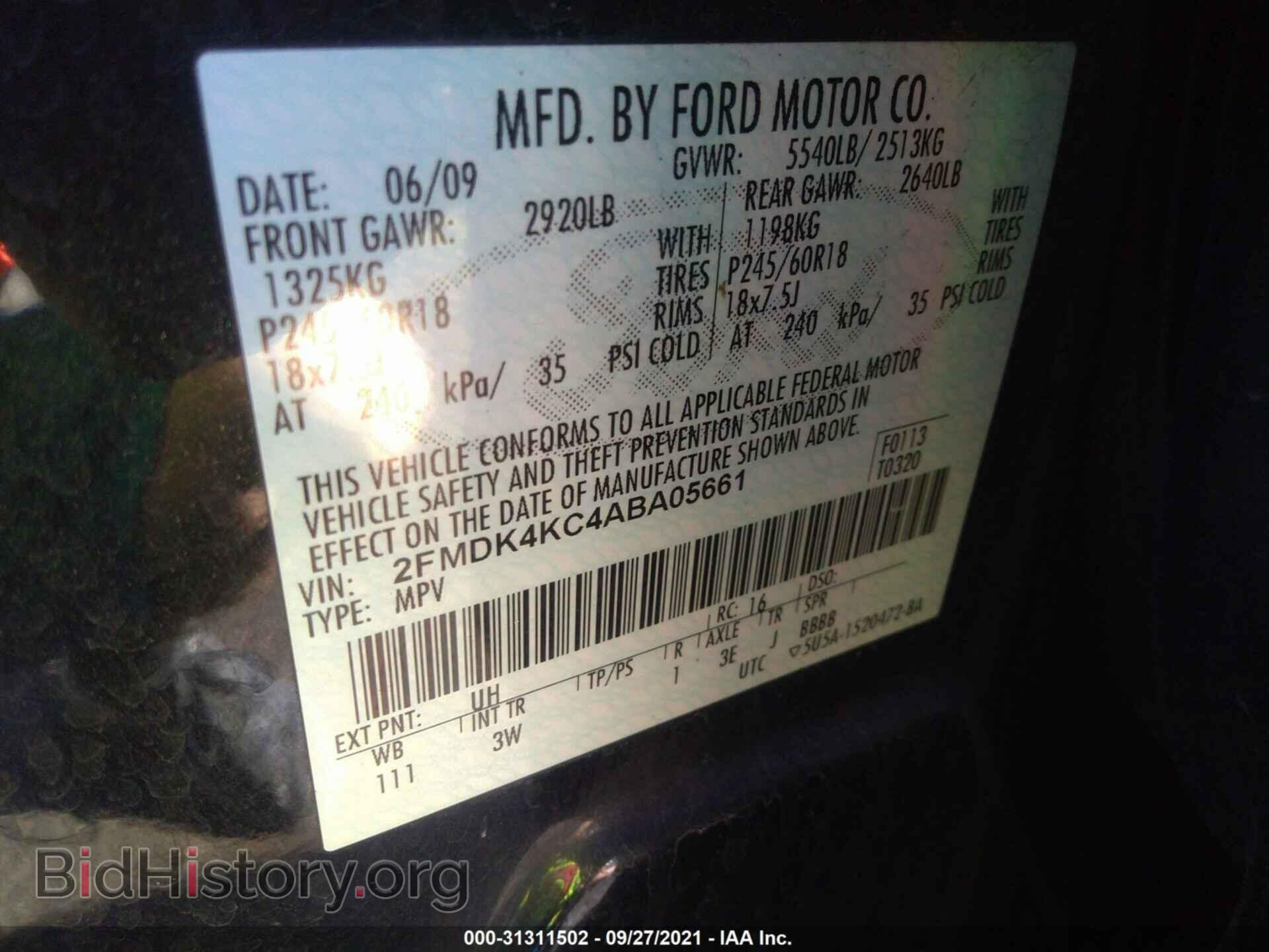 2010 FORD EDGE - VIN: 2FMDK4KC4ABA05661 - Photo 9