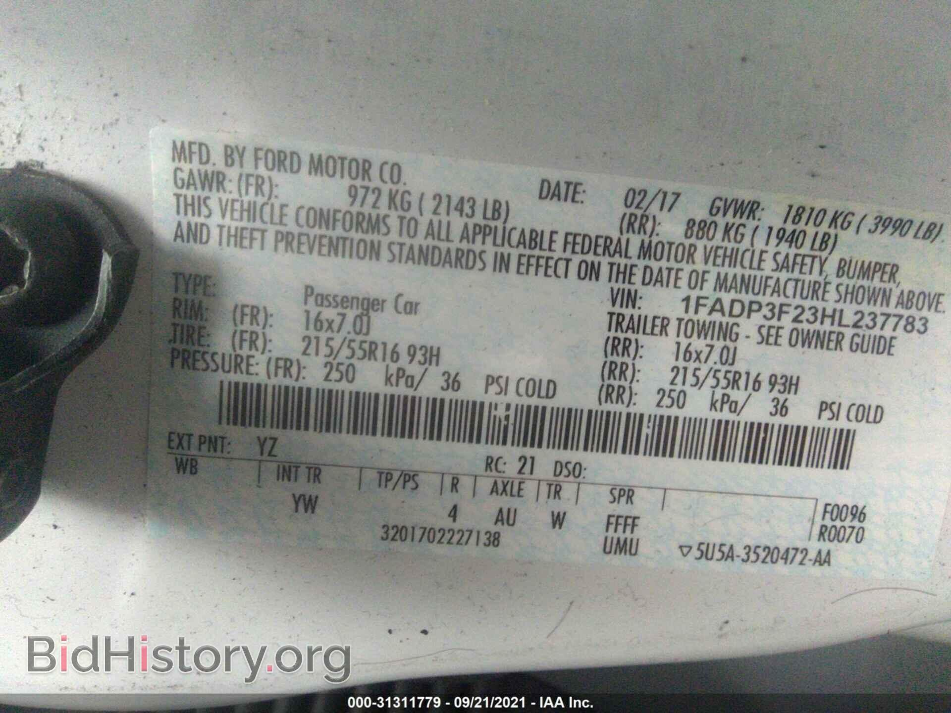 2017 FORD FOCUS - VIN: 1FADP3F23HL237783 - Фото 9