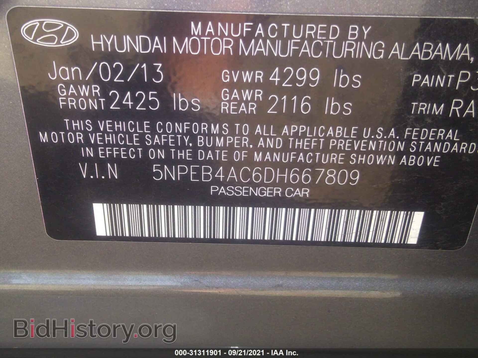 2013 HYUNDAI SONATA - VIN: 5NPEB4AC6DH667809 - Фото 9