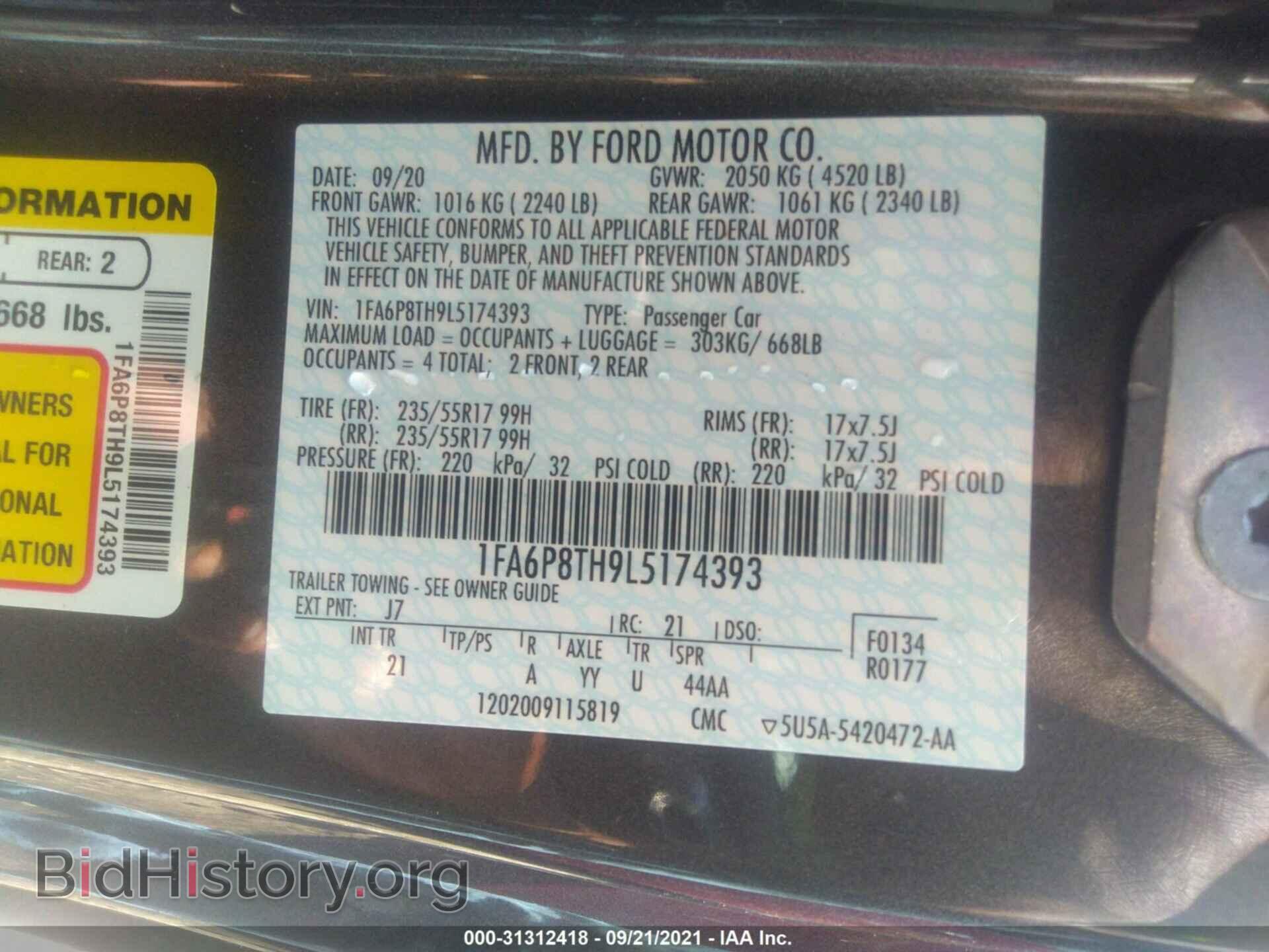 2020 FORD MUSTANG - VIN: 1FA6P8TH9L5174393 - Фото 9