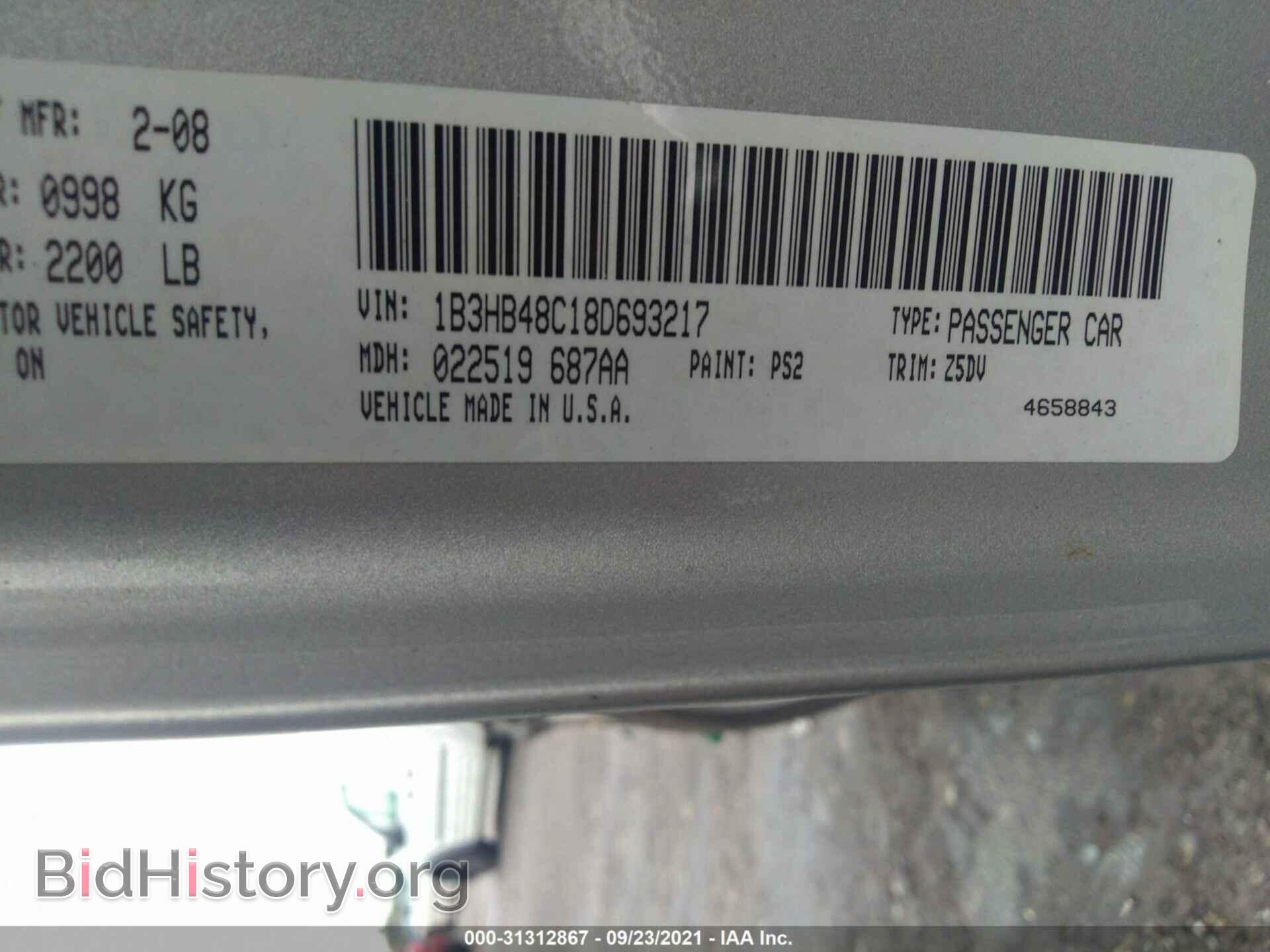 2008 DODGE CALIBER - VIN: 1B3HB48C18D693217 - Фото 9