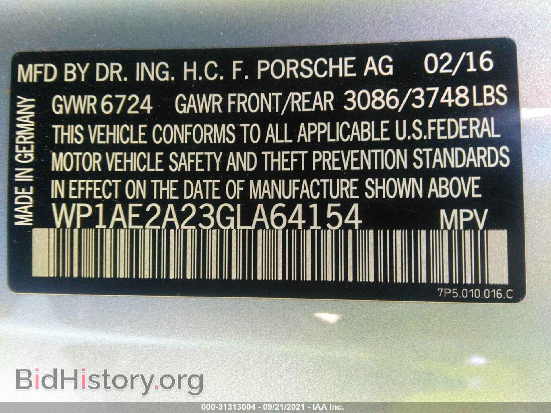 2016 PORSCHE CAYENNE - VIN: WP1AE2A23GLA64154 - Фото 9